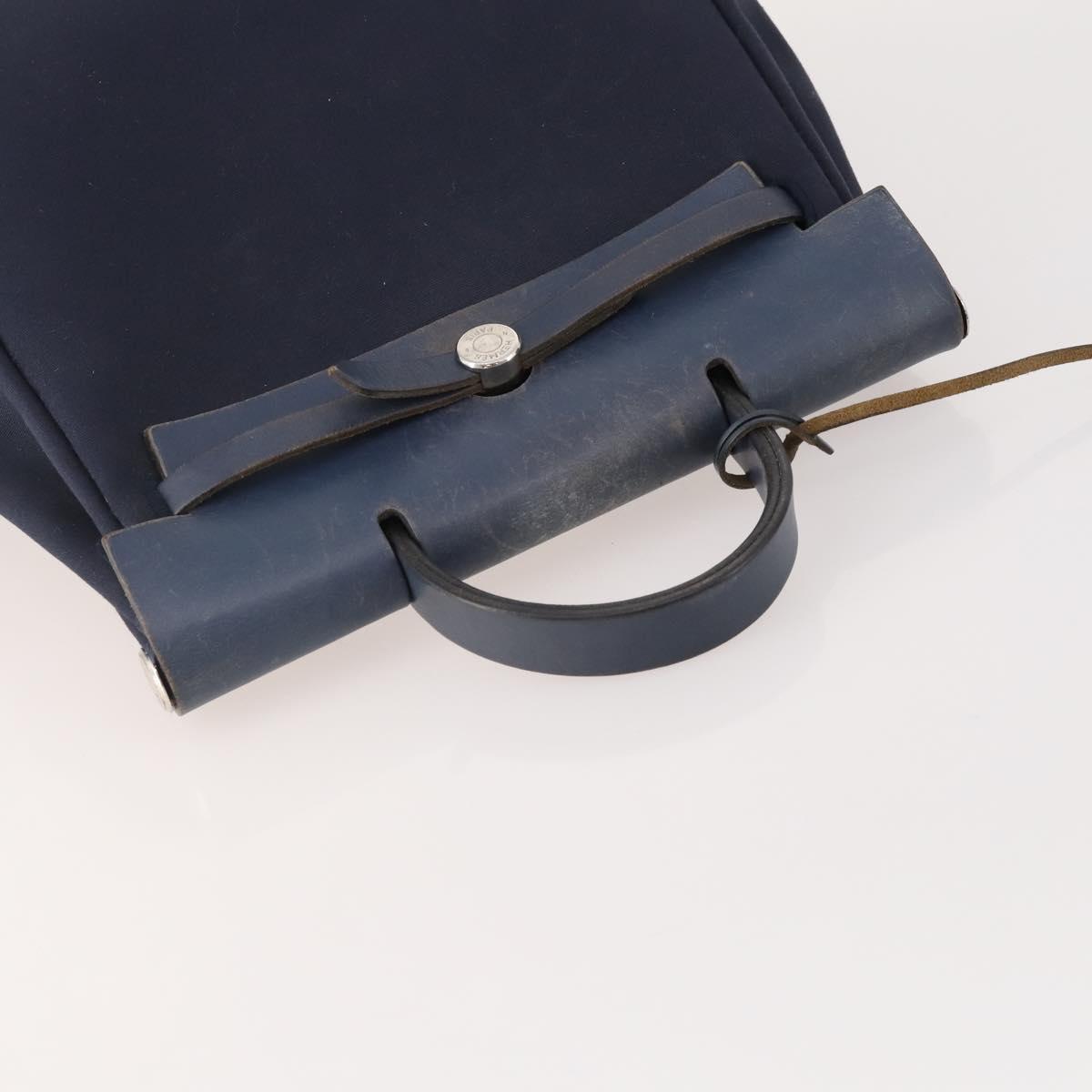 HERMES Her Line Herbag Ad Backpack Canvas Navy Silver Auth ep14037