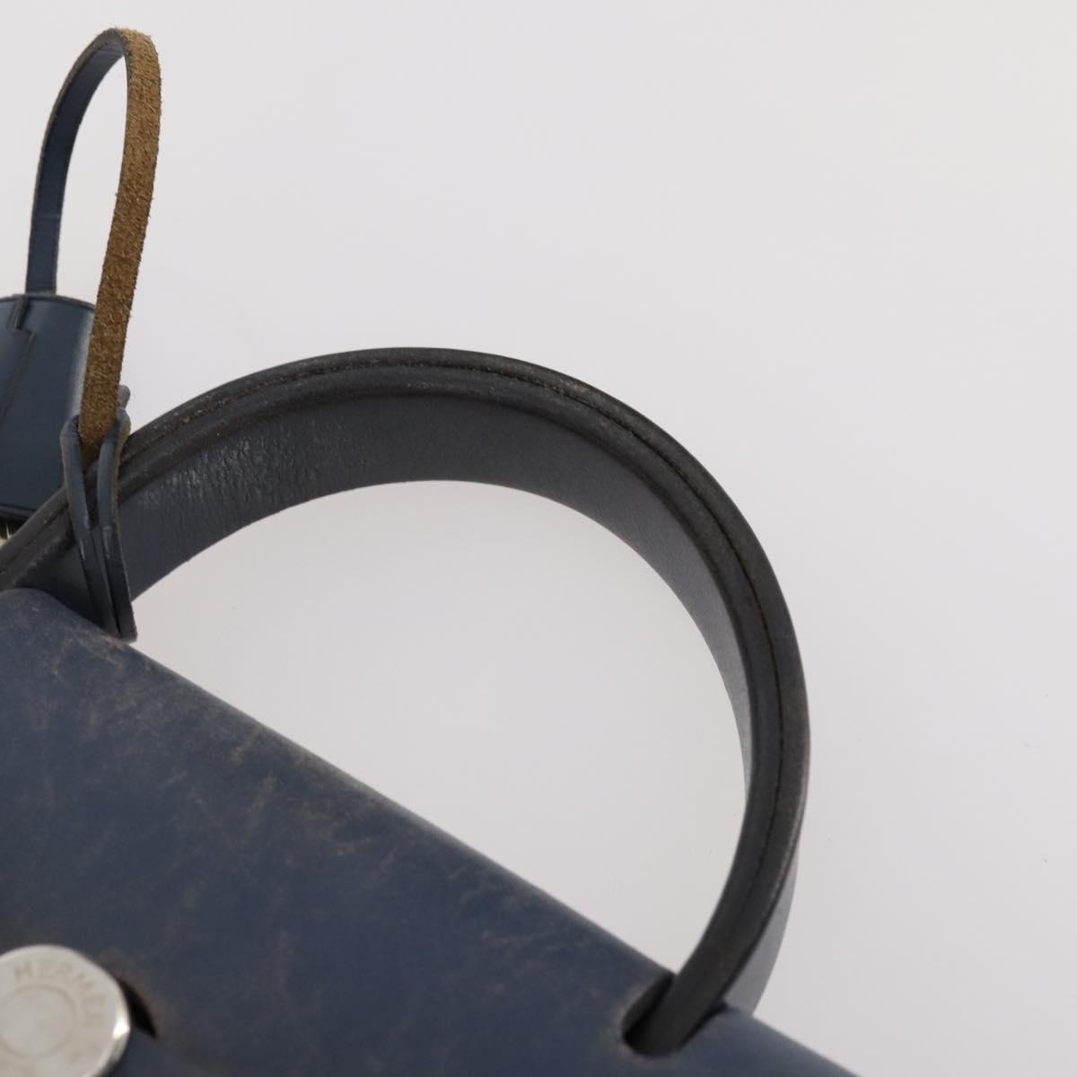 HERMES Her Line Herbag Ad Backpack Canvas Navy Silver Auth ep14037