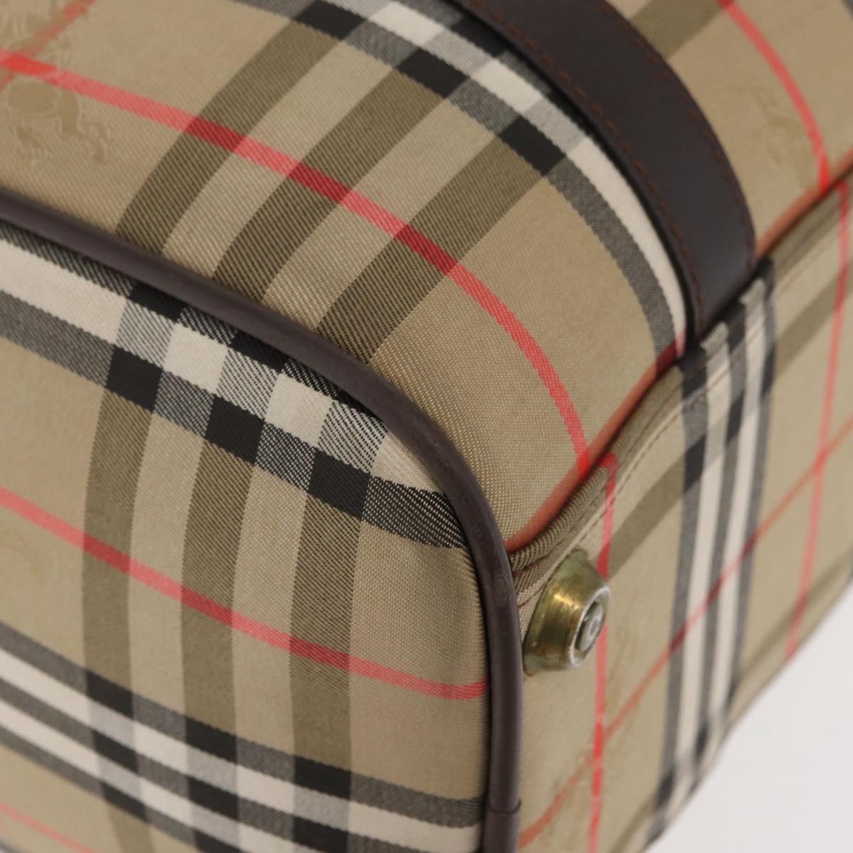 Burberrys Nova Check Boston Bag Canvas Beige Gold Auth ep14038