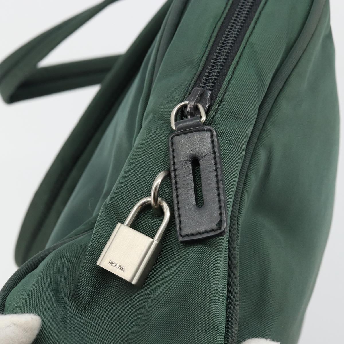 PRADA Tote Bag Nylon Green Silver Auth ep14041