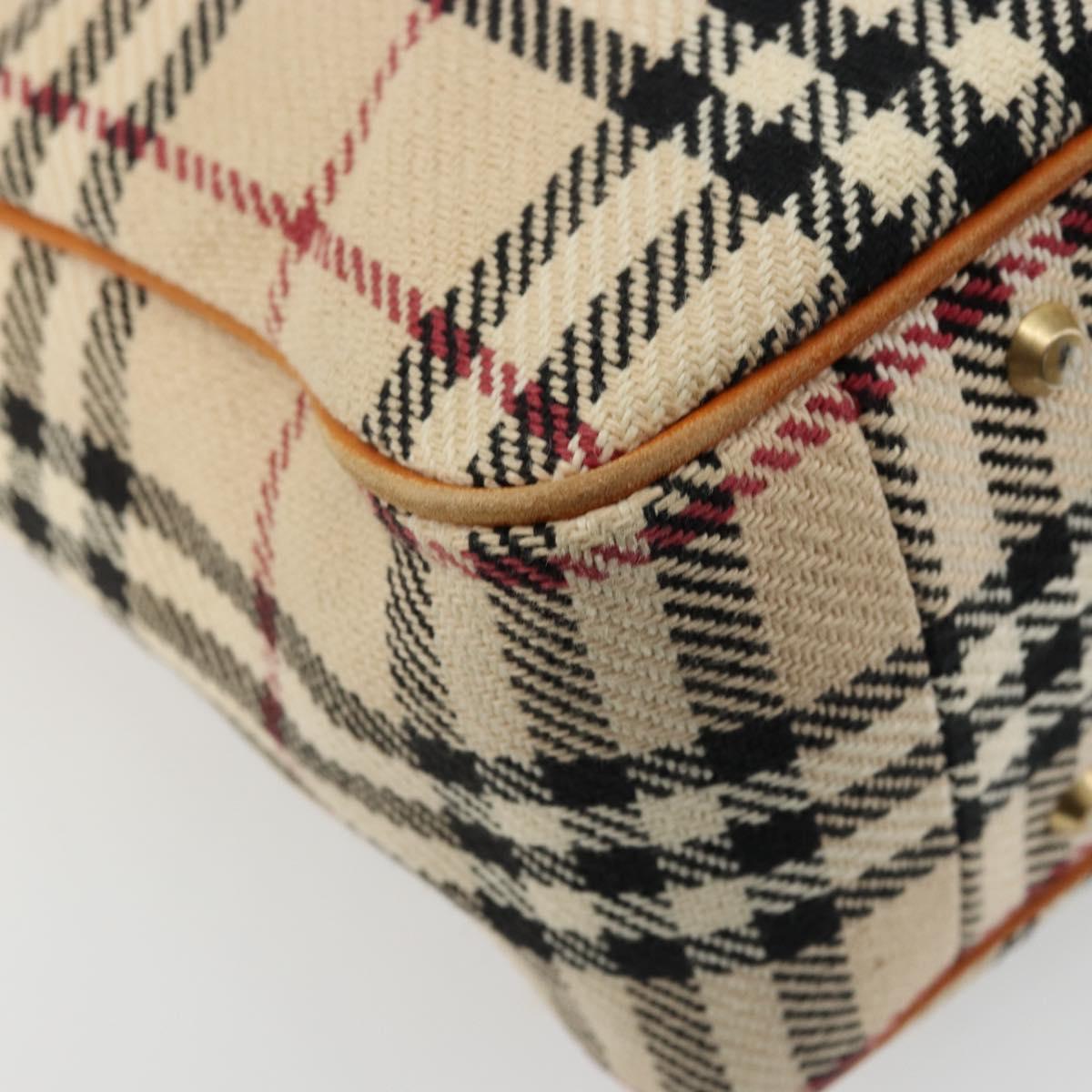 BURBERRY Nova Check Hand Bag Canvas Beige Gold Auth ep14042