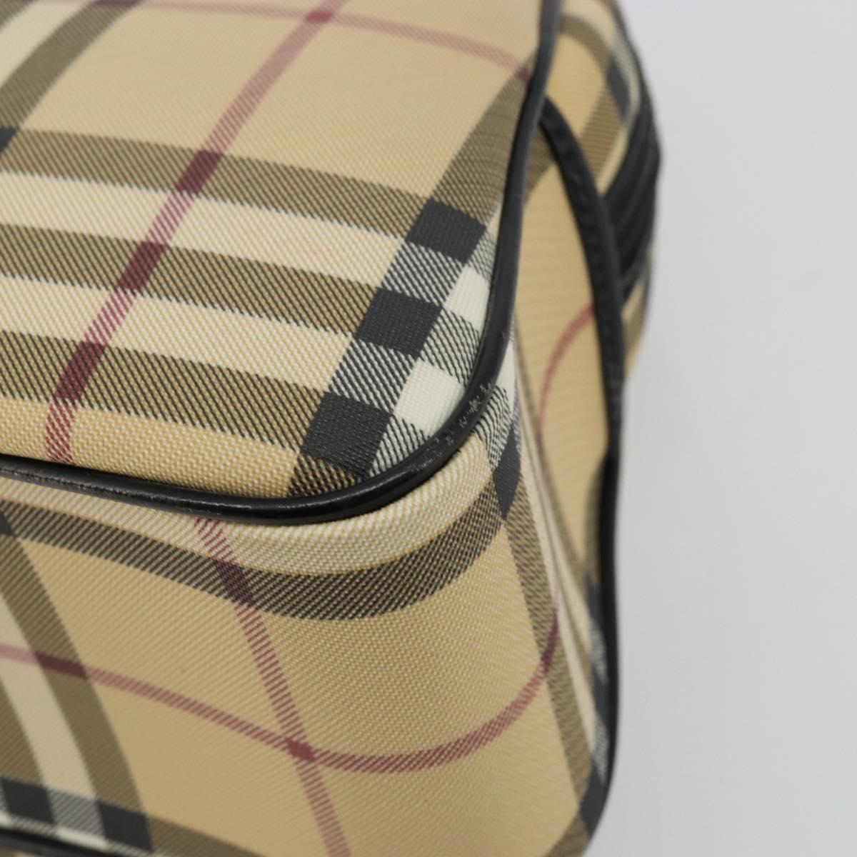 BURBERRY Nova Check Boston Bag PVC Beige Silver Auth ep14044