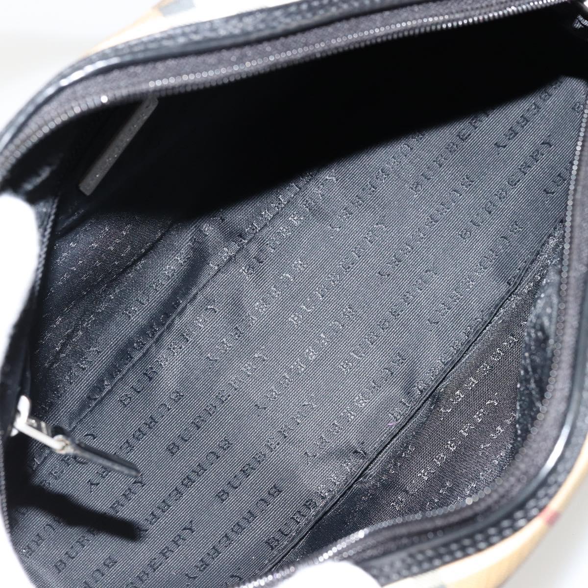 BURBERRY Nova Check Boston Bag PVC Beige Silver Auth ep14044