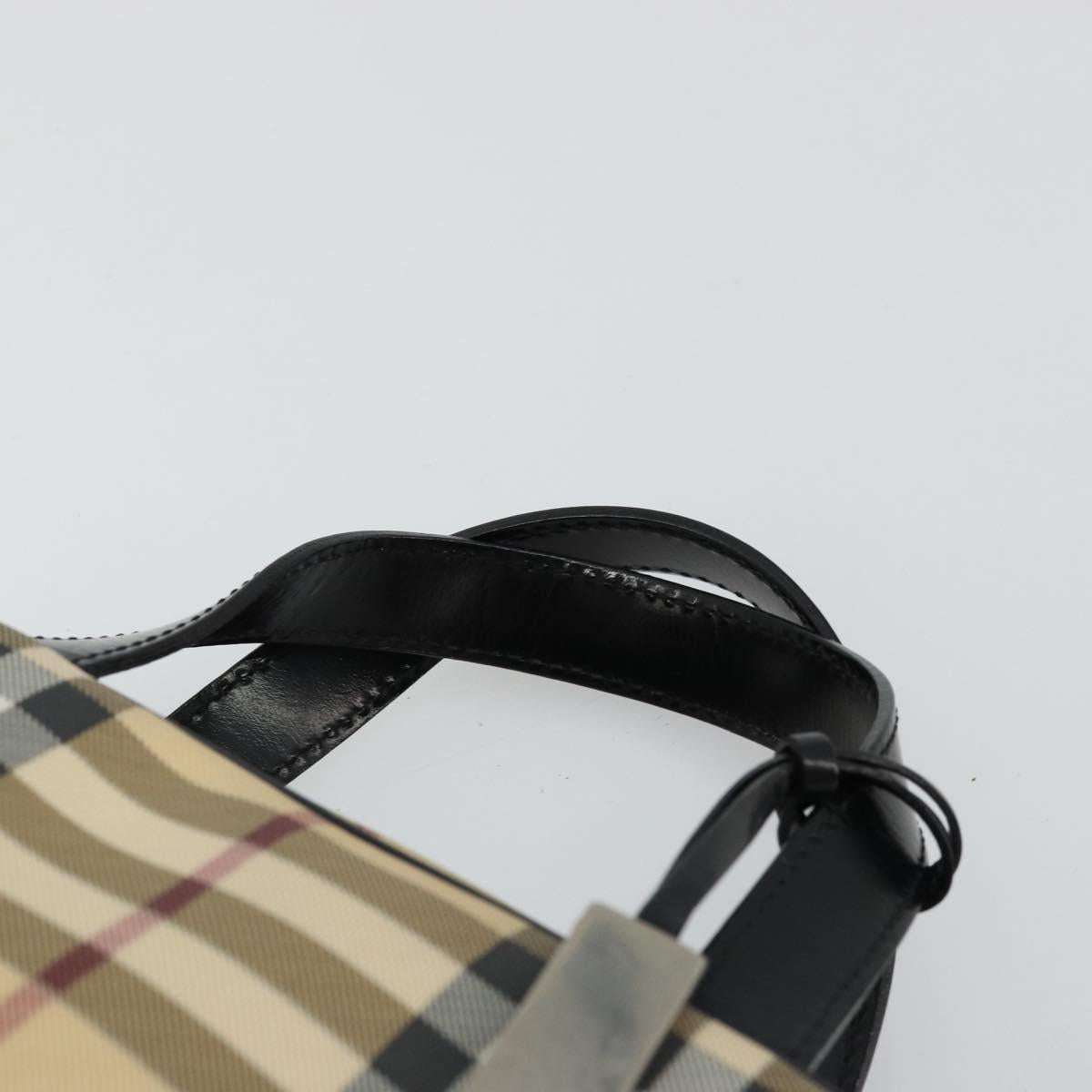 BURBERRY Nova Check Boston Bag PVC Beige Silver Auth ep14044