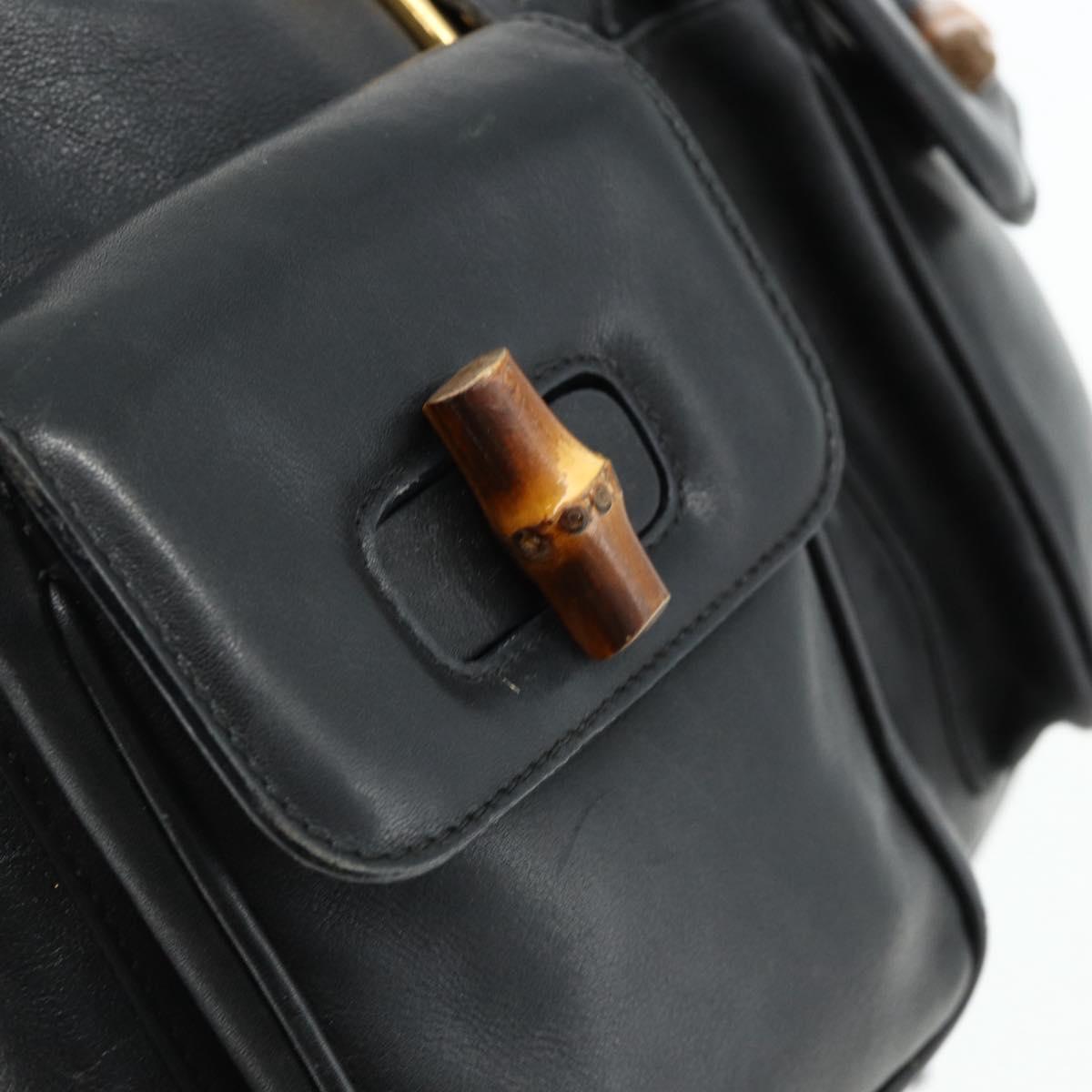 GUCCI Bamboo Backpack Leather Black Gold 003 2040 0016 Auth ep14048