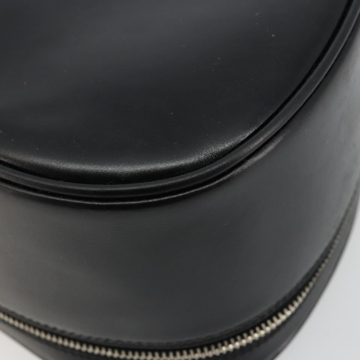 GUCCI Vanity Hand Bag Leather Black Silver Auth ep14055