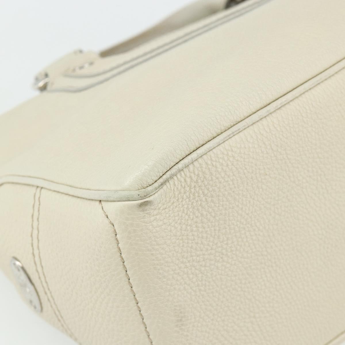 CELINE Boogie Bag Hand Bag Leather Ivory Silver Auth ep14060