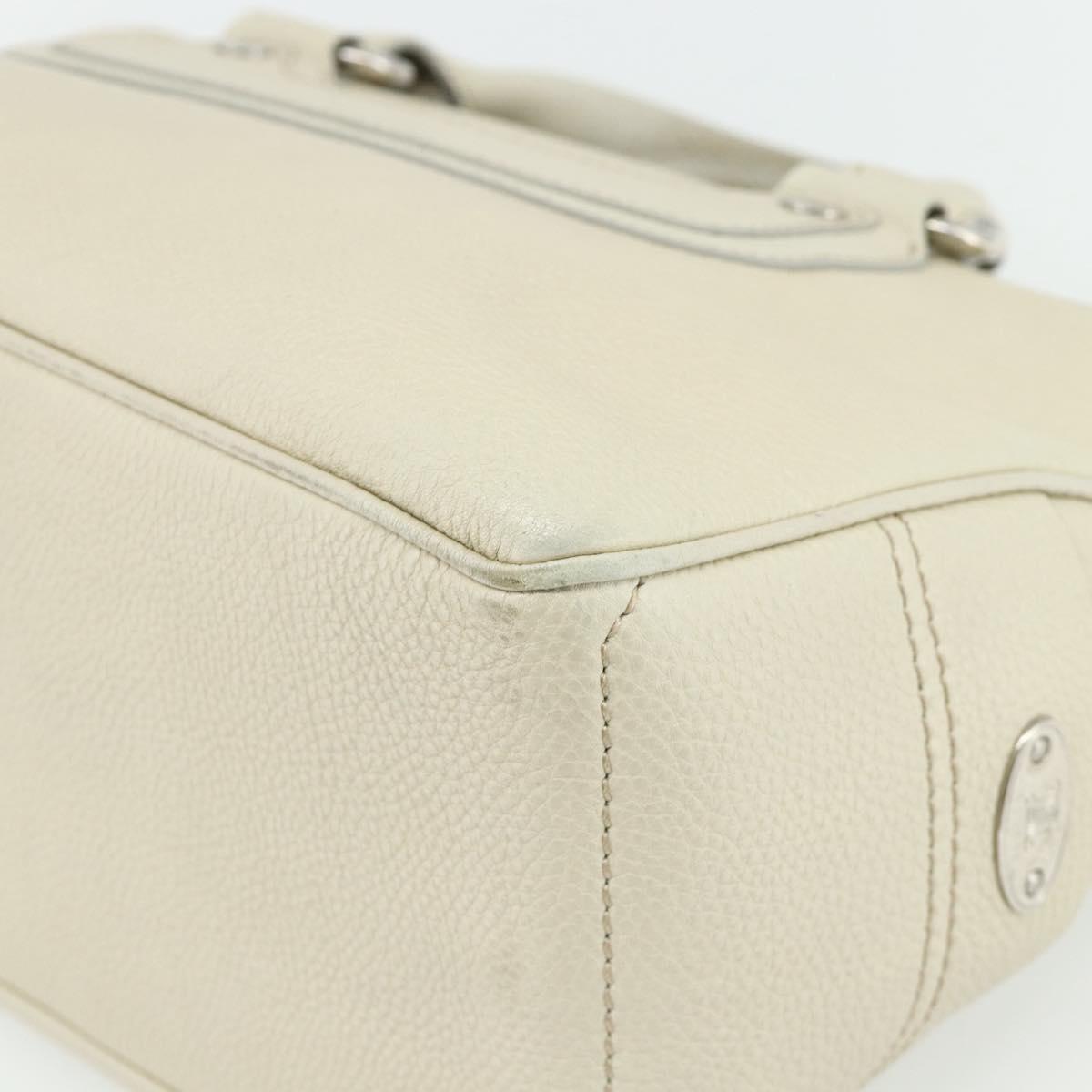 CELINE Boogie Bag Hand Bag Leather Ivory Silver Auth ep14060