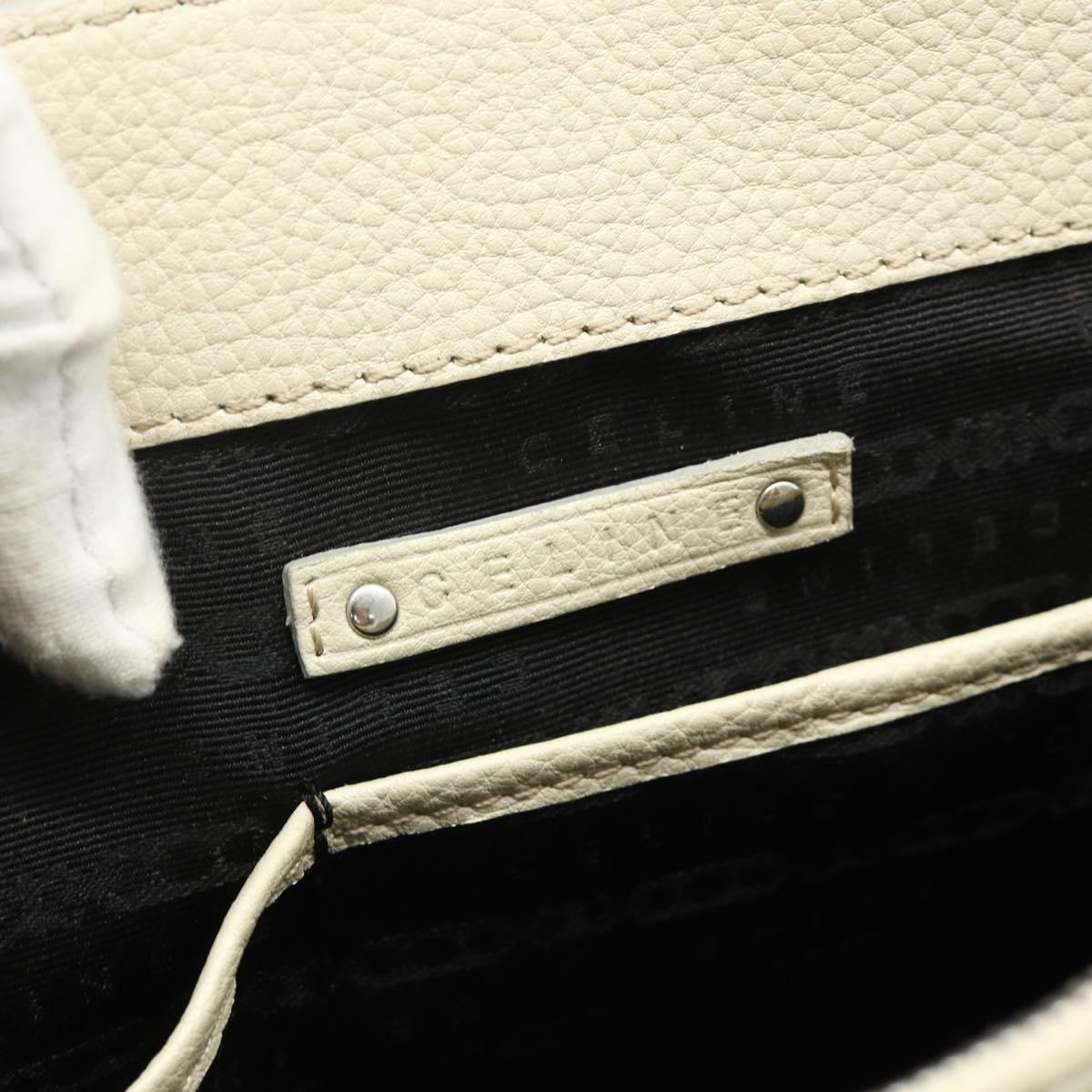 CELINE Boogie Bag Hand Bag Leather Ivory Silver Auth ep14060