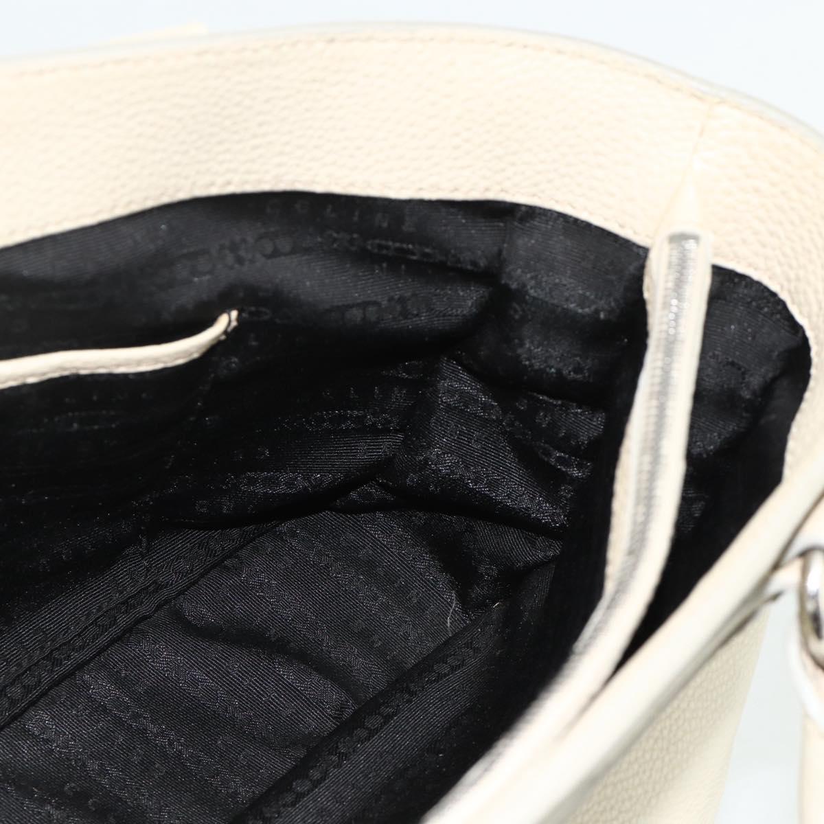 CELINE Boogie Bag Hand Bag Leather Ivory Silver Auth ep14060