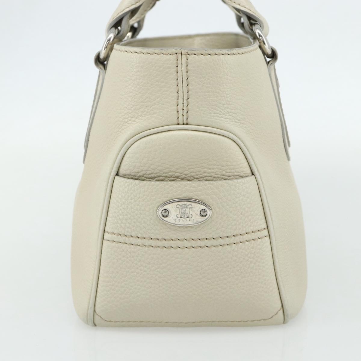 CELINE Boogie Bag Hand Bag Leather Ivory Silver Auth ep14060