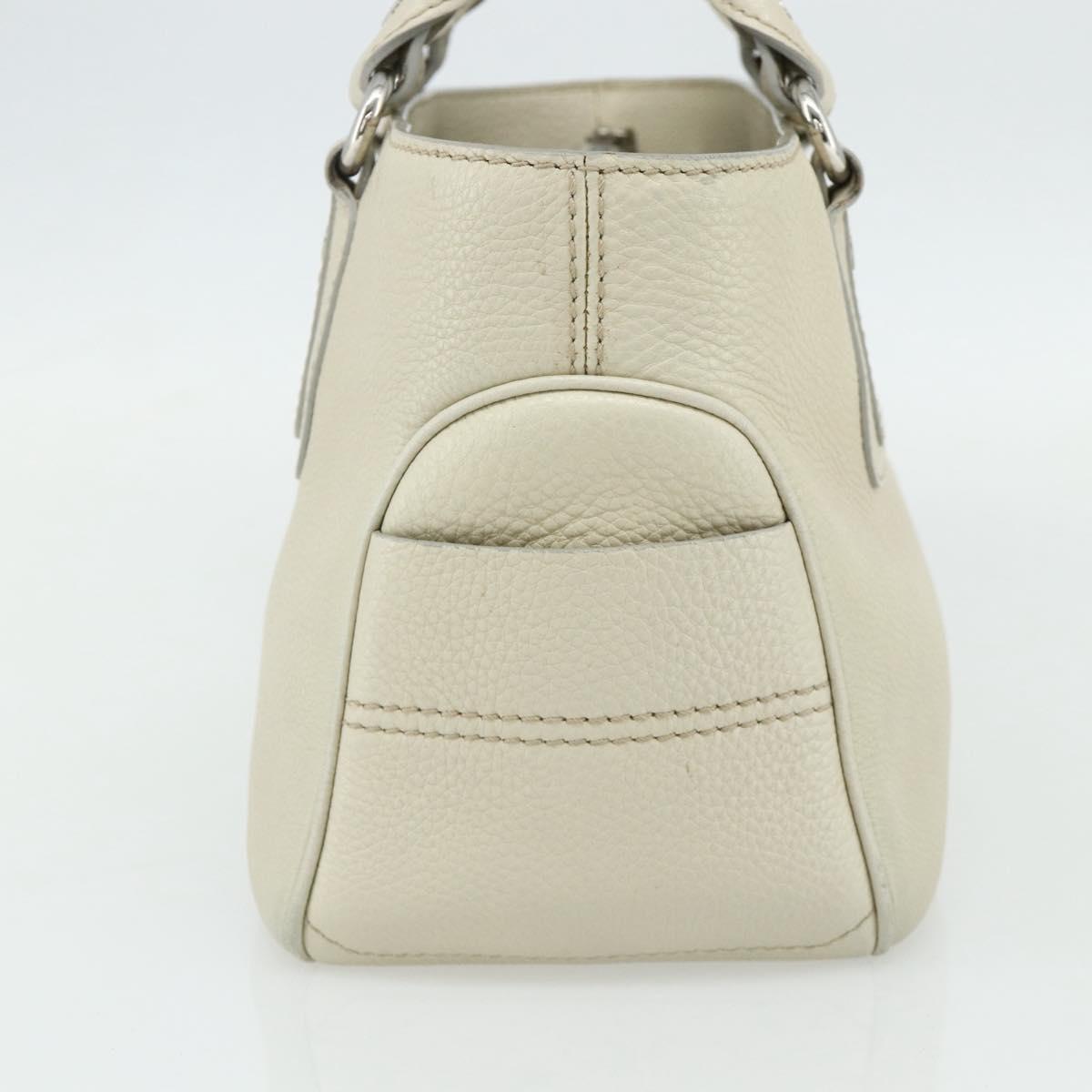 CELINE Boogie Bag Hand Bag Leather Ivory Silver Auth ep14060