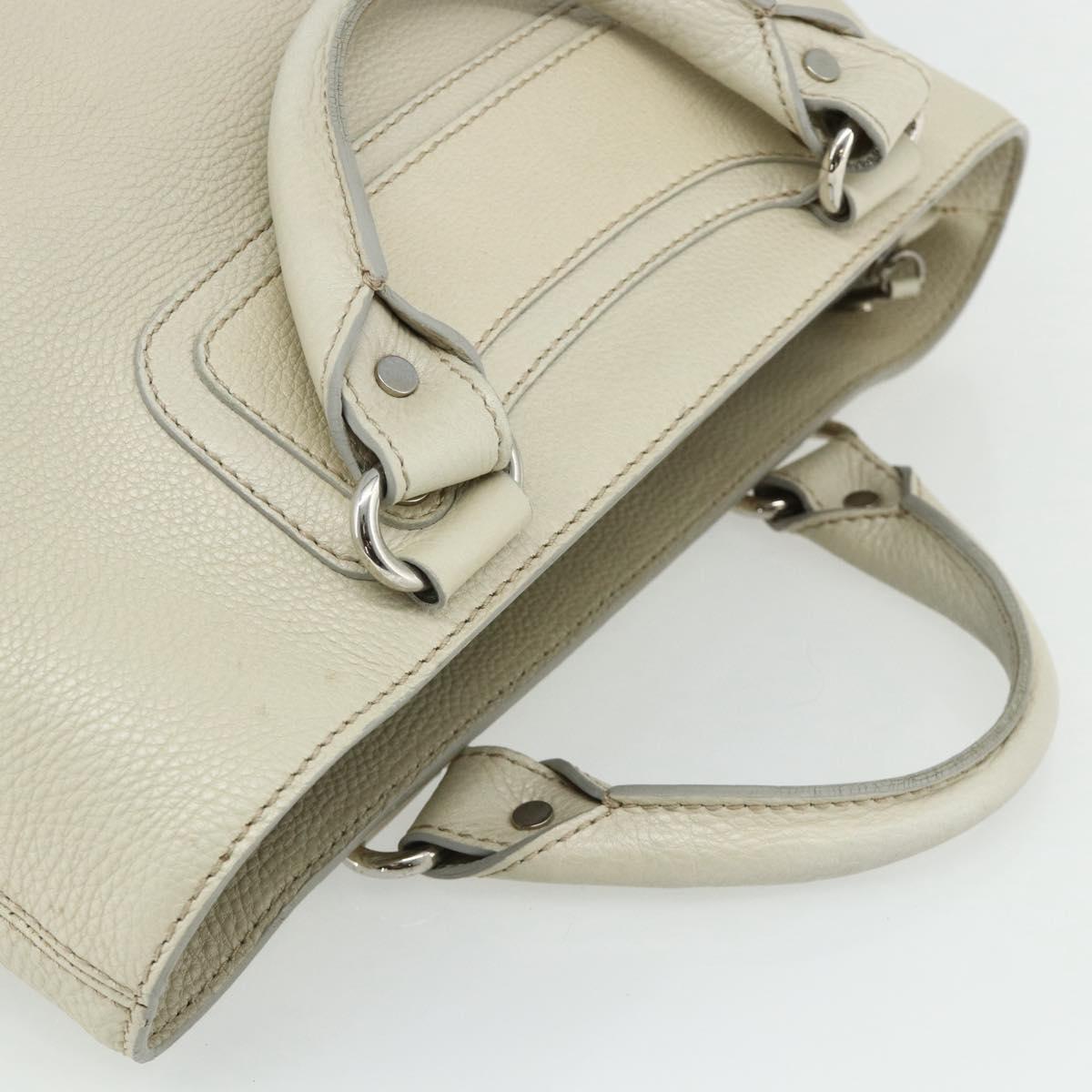 CELINE Boogie Bag Hand Bag Leather Ivory Silver Auth ep14060
