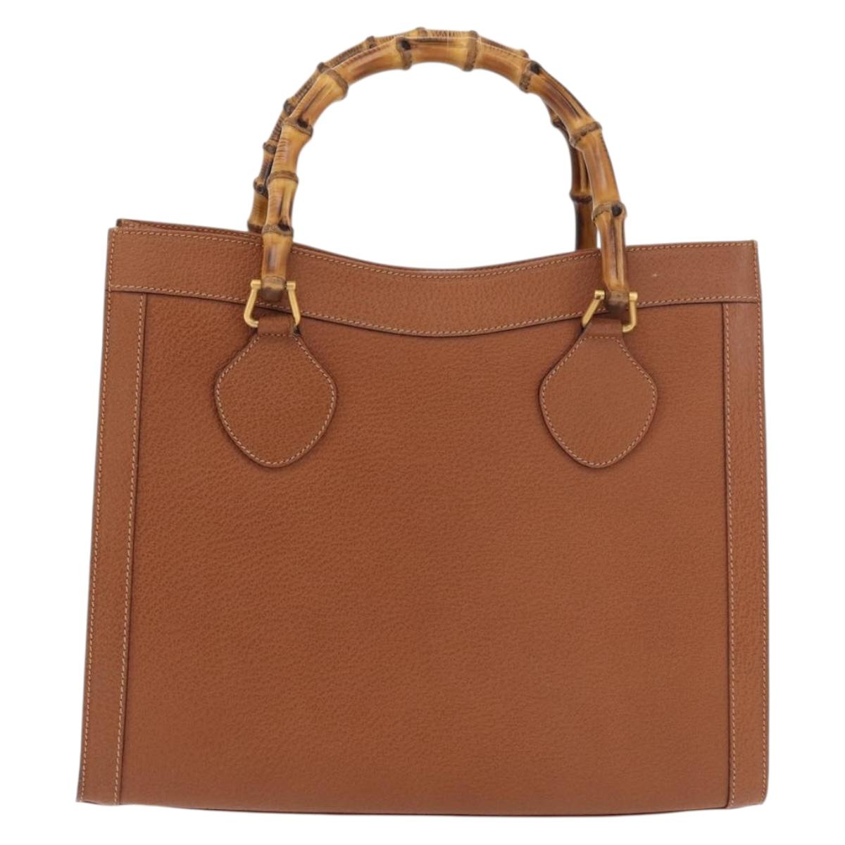 GUCCI Bamboo Hand Bag Leather Brown Gold 002 123 0260 Auth ep14063