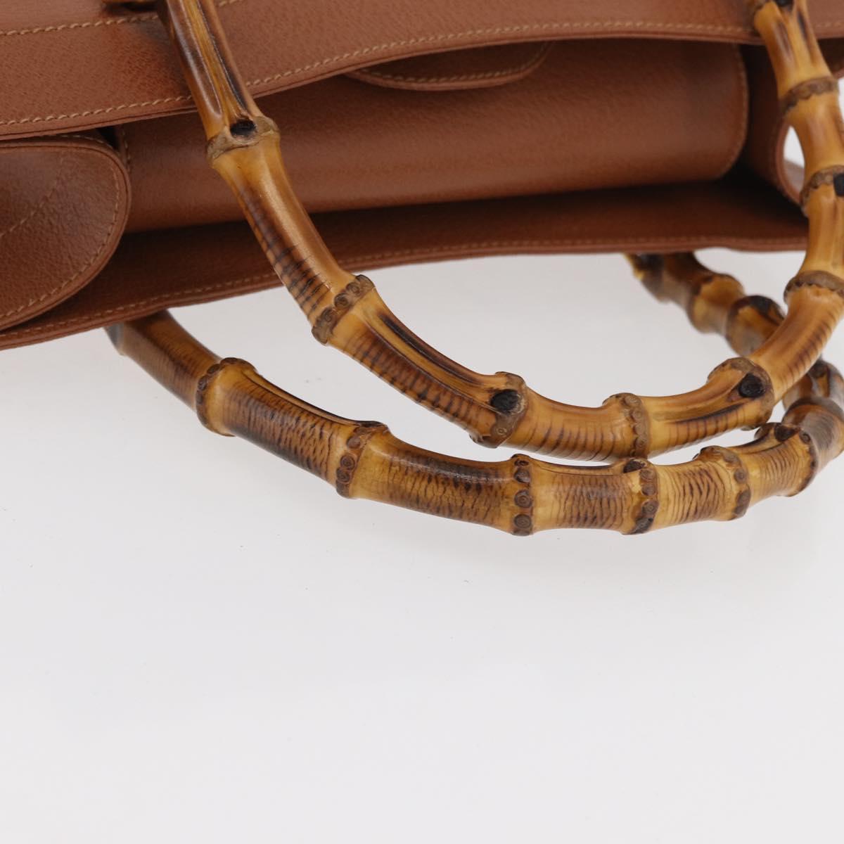 GUCCI Bamboo Hand Bag Leather Brown Gold 002 123 0260 Auth ep14063