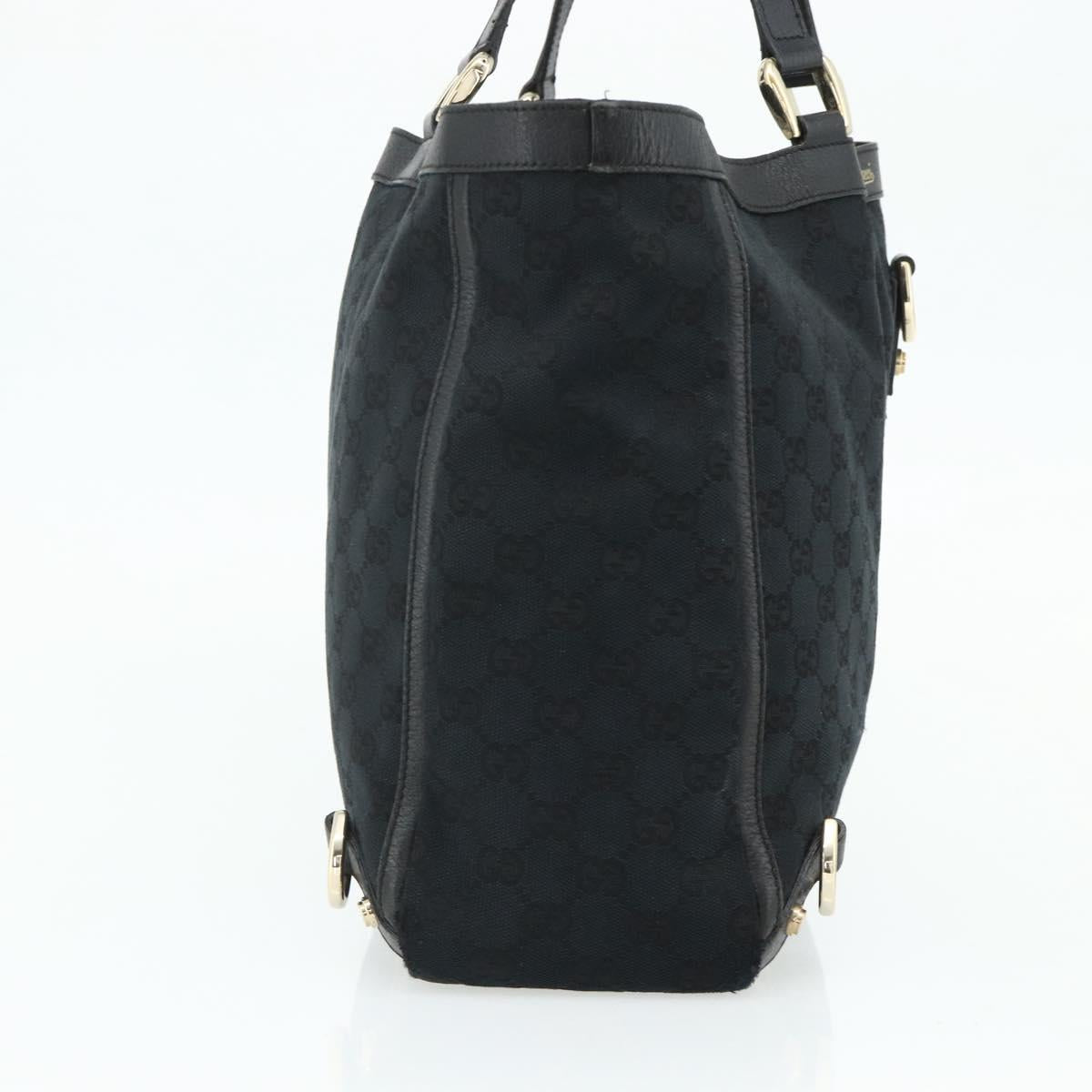 GUCCI GG Canvas Abbey Hand Bag Black Gold 141472 Auth ep14071