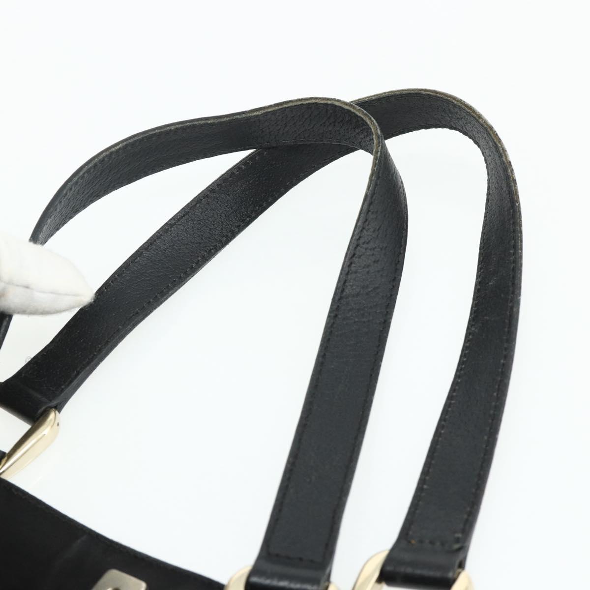 GUCCI GG Canvas Abbey Hand Bag Black Gold 141472 Auth ep14071