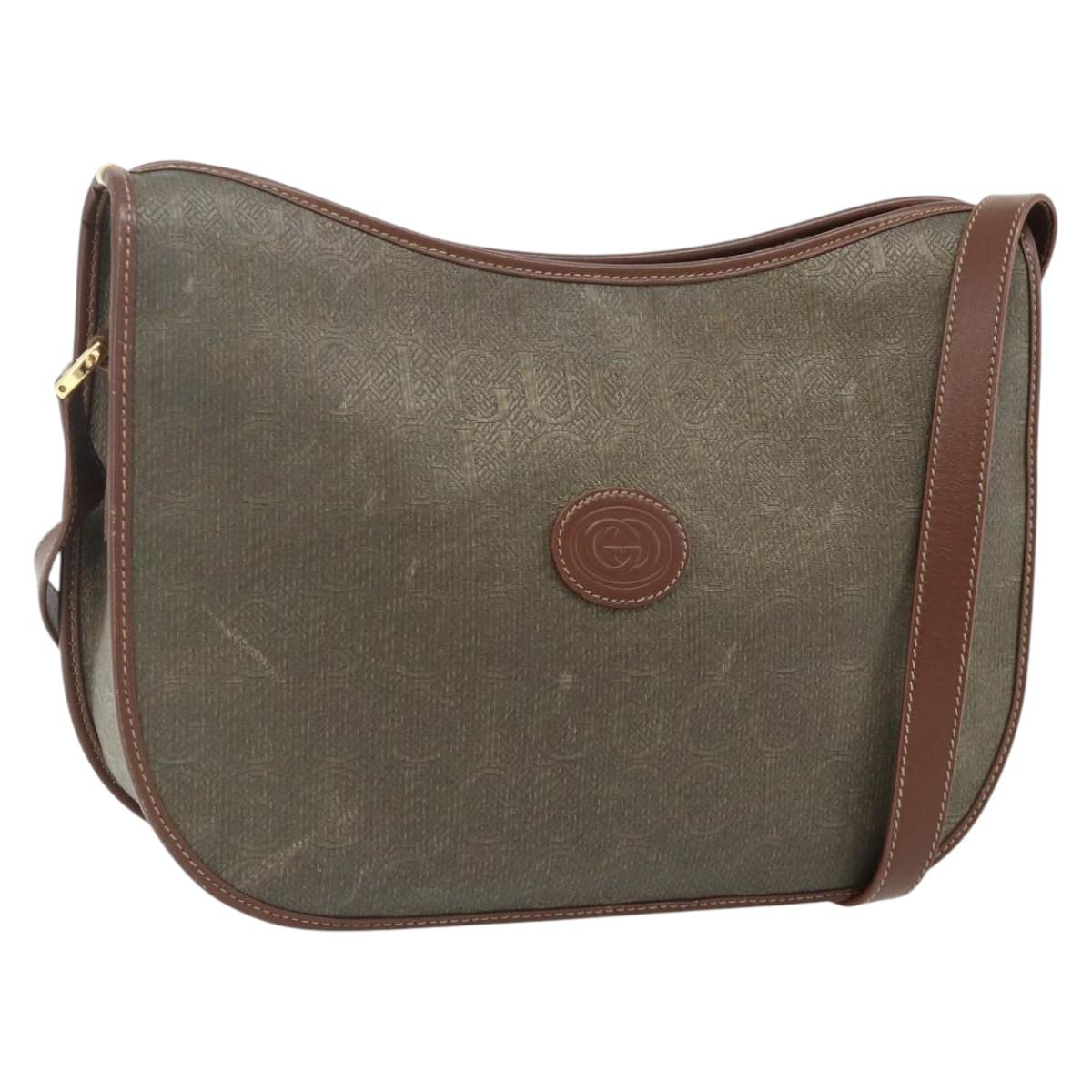 GUCCI Shoulder Bag Canvas Beige Gold Auth ep14080