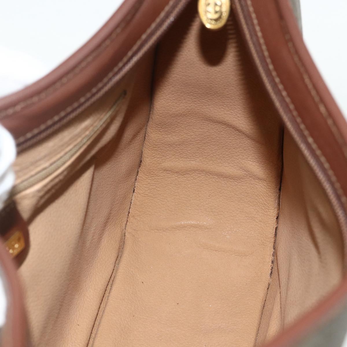 GUCCI Shoulder Bag Canvas Beige Gold Auth ep14080