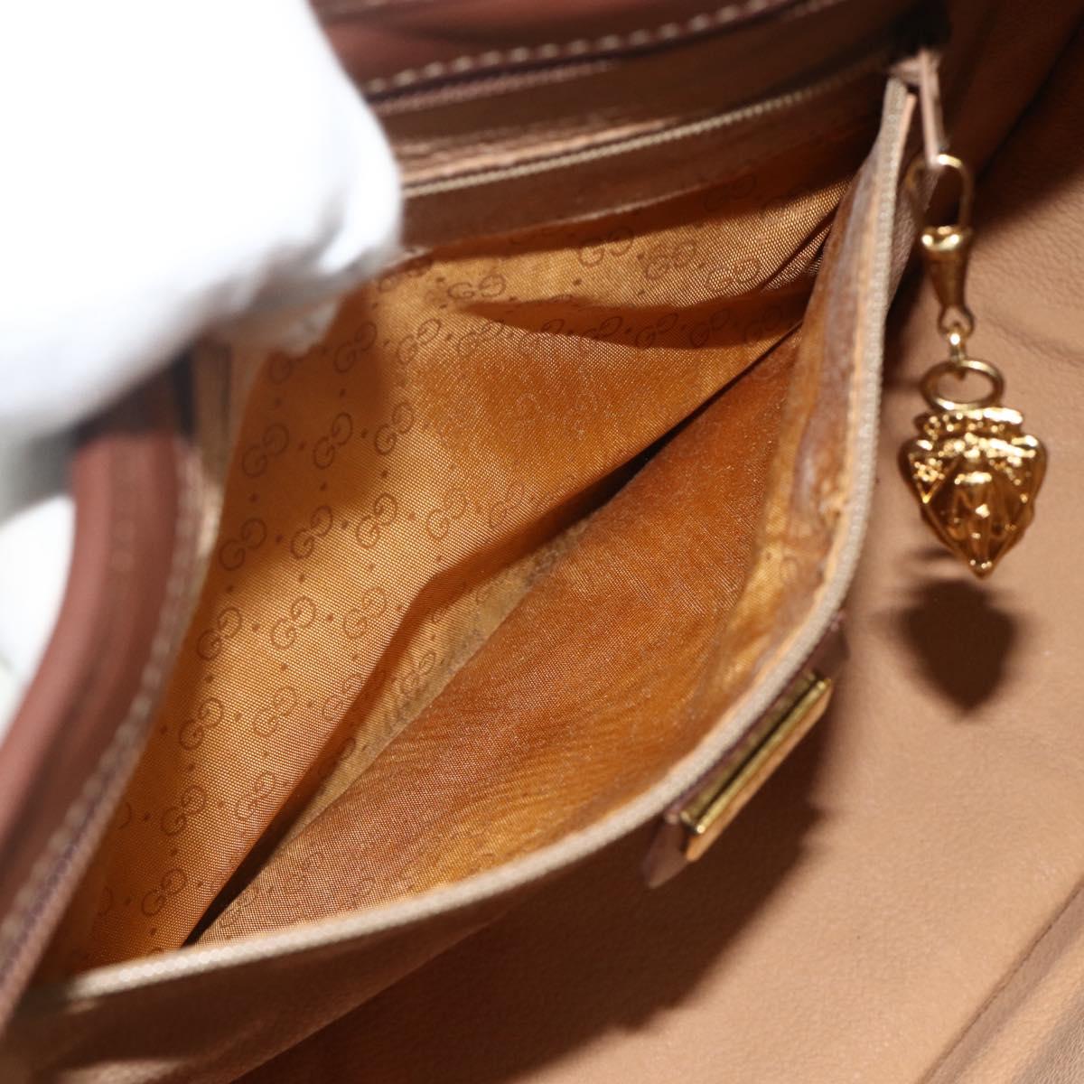 GUCCI Shoulder Bag Canvas Beige Gold Auth ep14080
