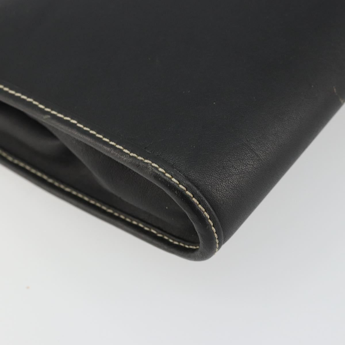 Christian Dior Shoulder Bag Leather Black Gold Auth ep14089