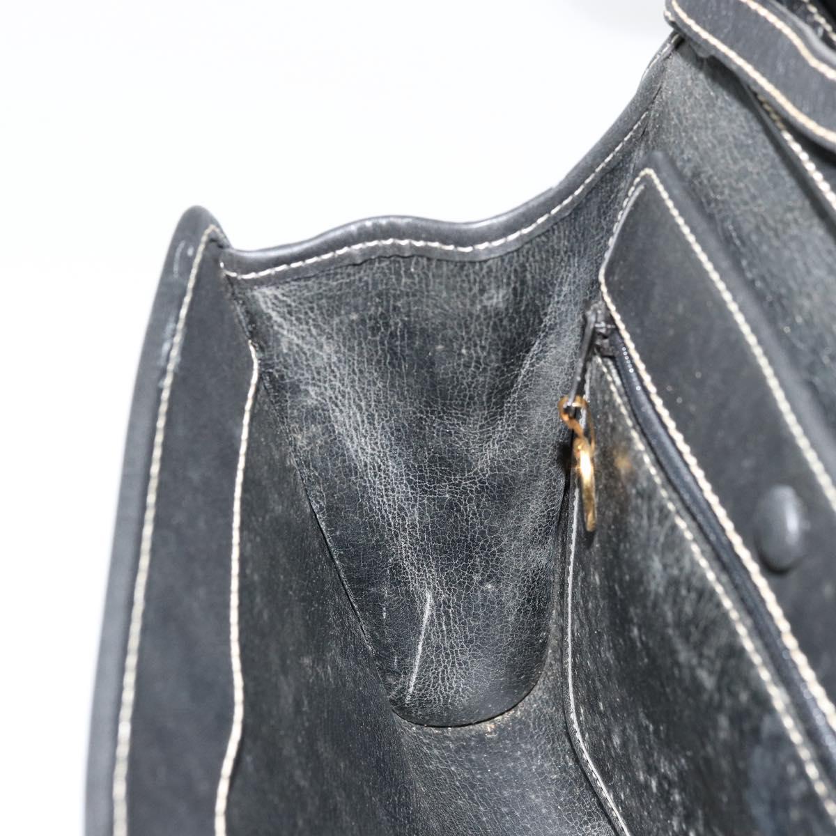 Christian Dior Shoulder Bag Leather Black Gold Auth ep14089