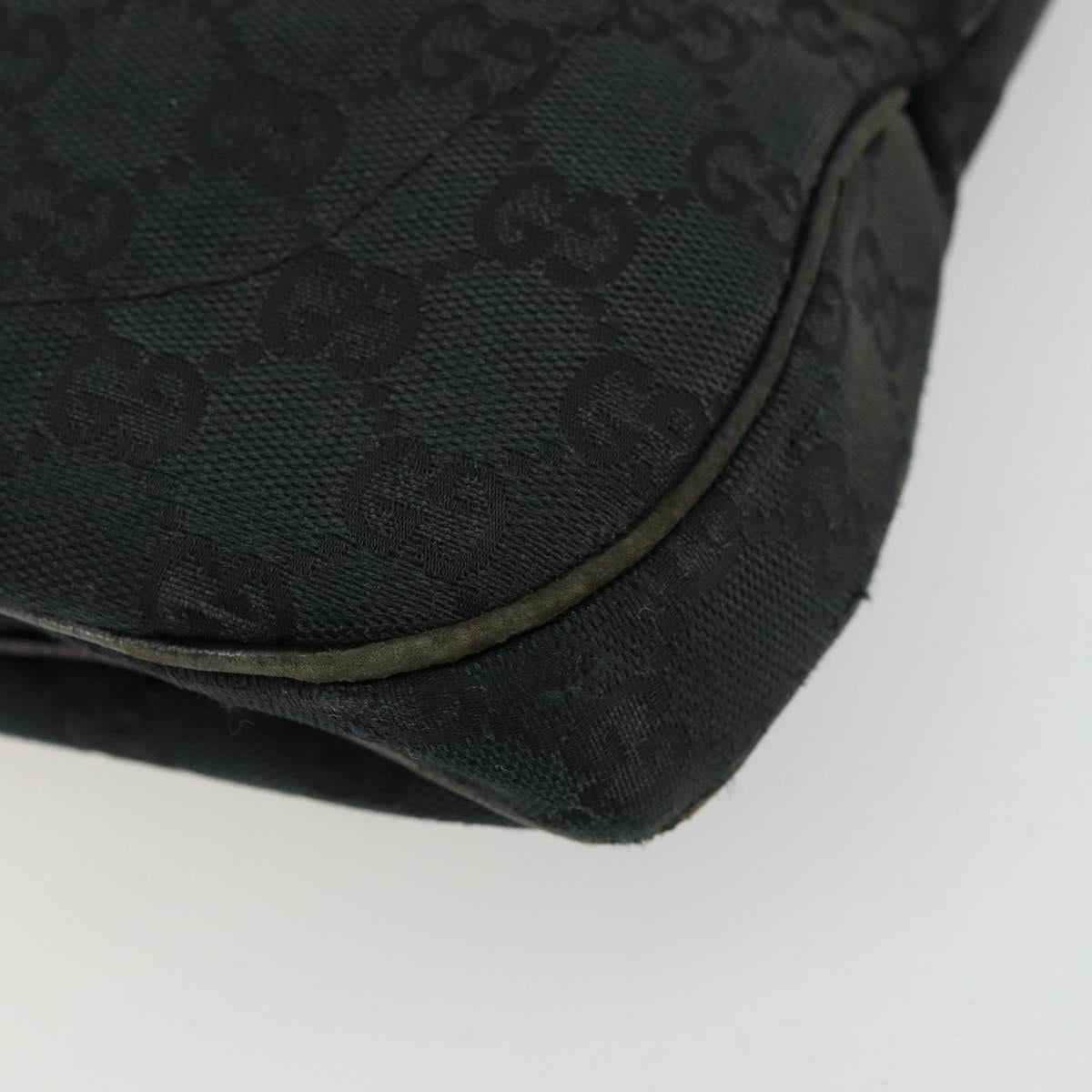 GUCCI GG Canvas New Jackie Shoulder Bag Black Gold 137335 Auth ep14093