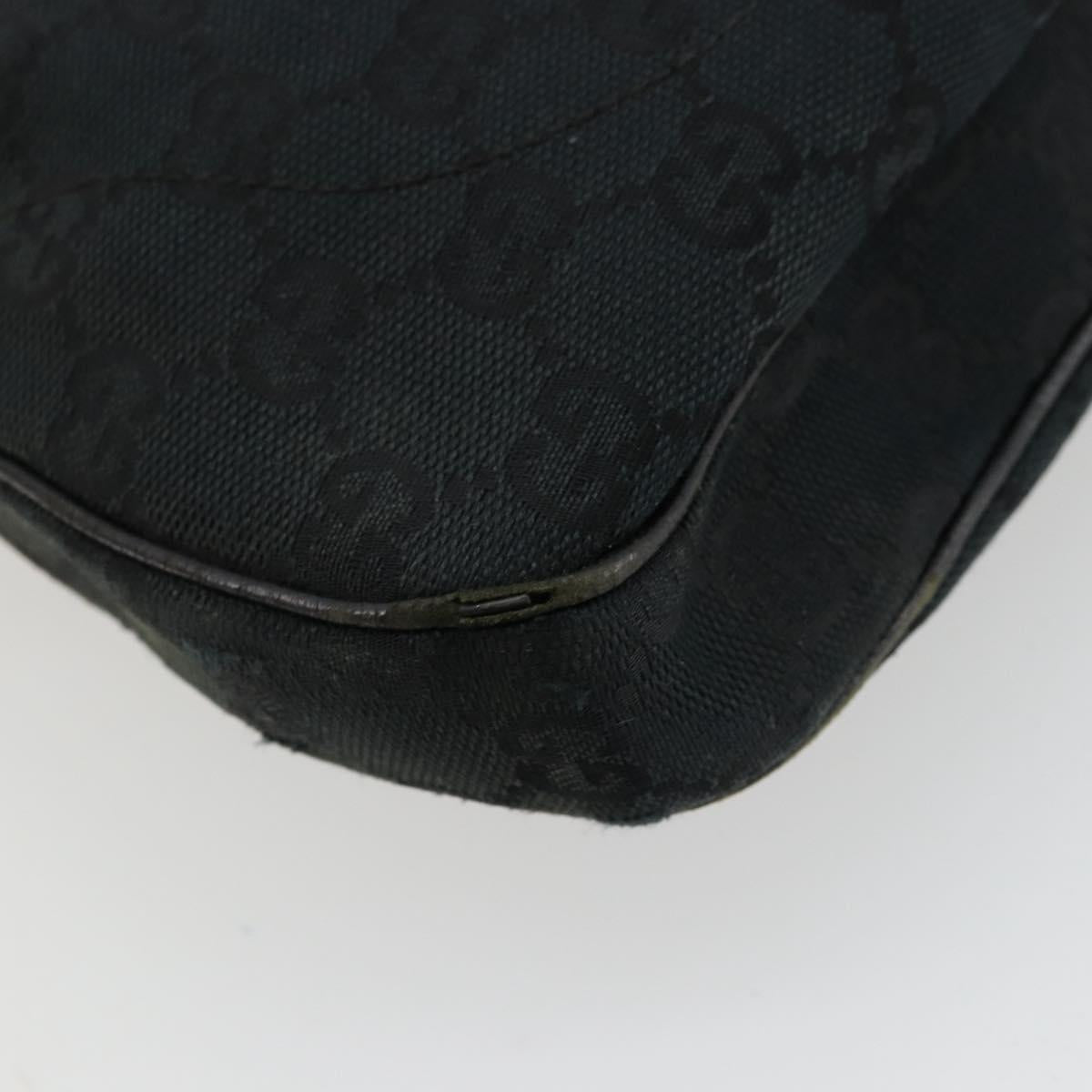 GUCCI GG Canvas New Jackie Shoulder Bag Black Gold 137335 Auth ep14093