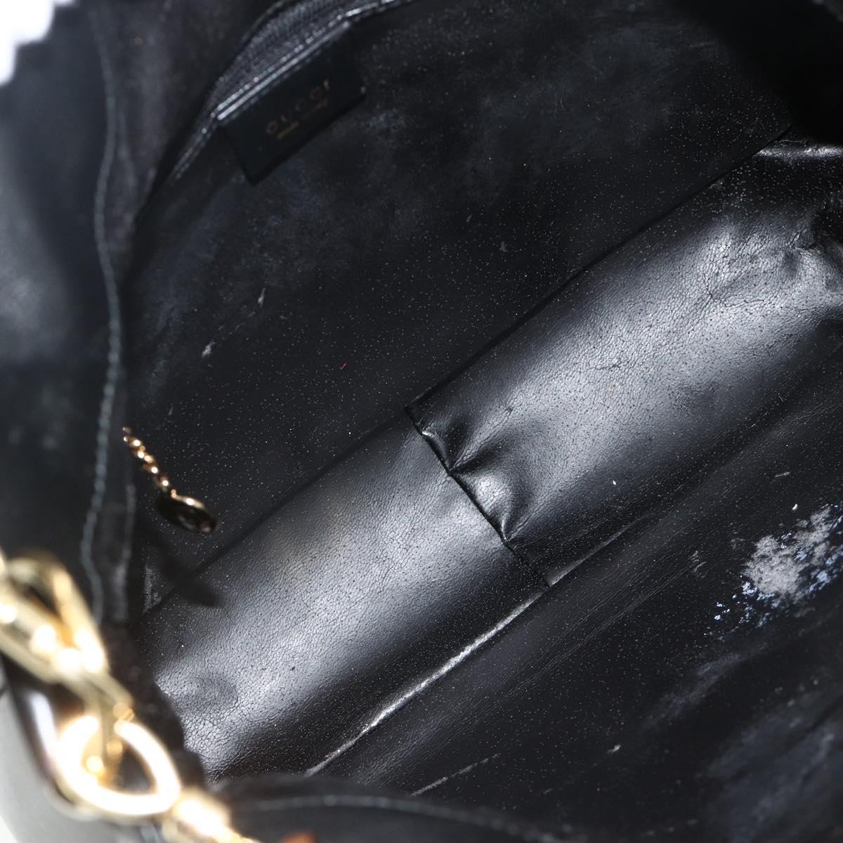 GUCCI Bamboo Shoulder Bag Leather 2way Black Gold 001 1998 1638 Auth ep14094