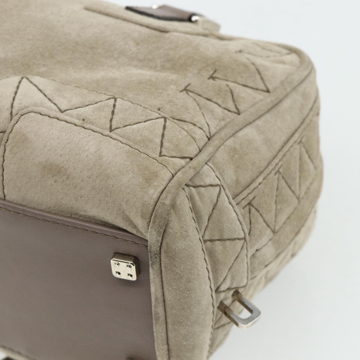 LOEWE Anagram Americana 28 Hand Bag Suede Beige Silver Auth ep14101A