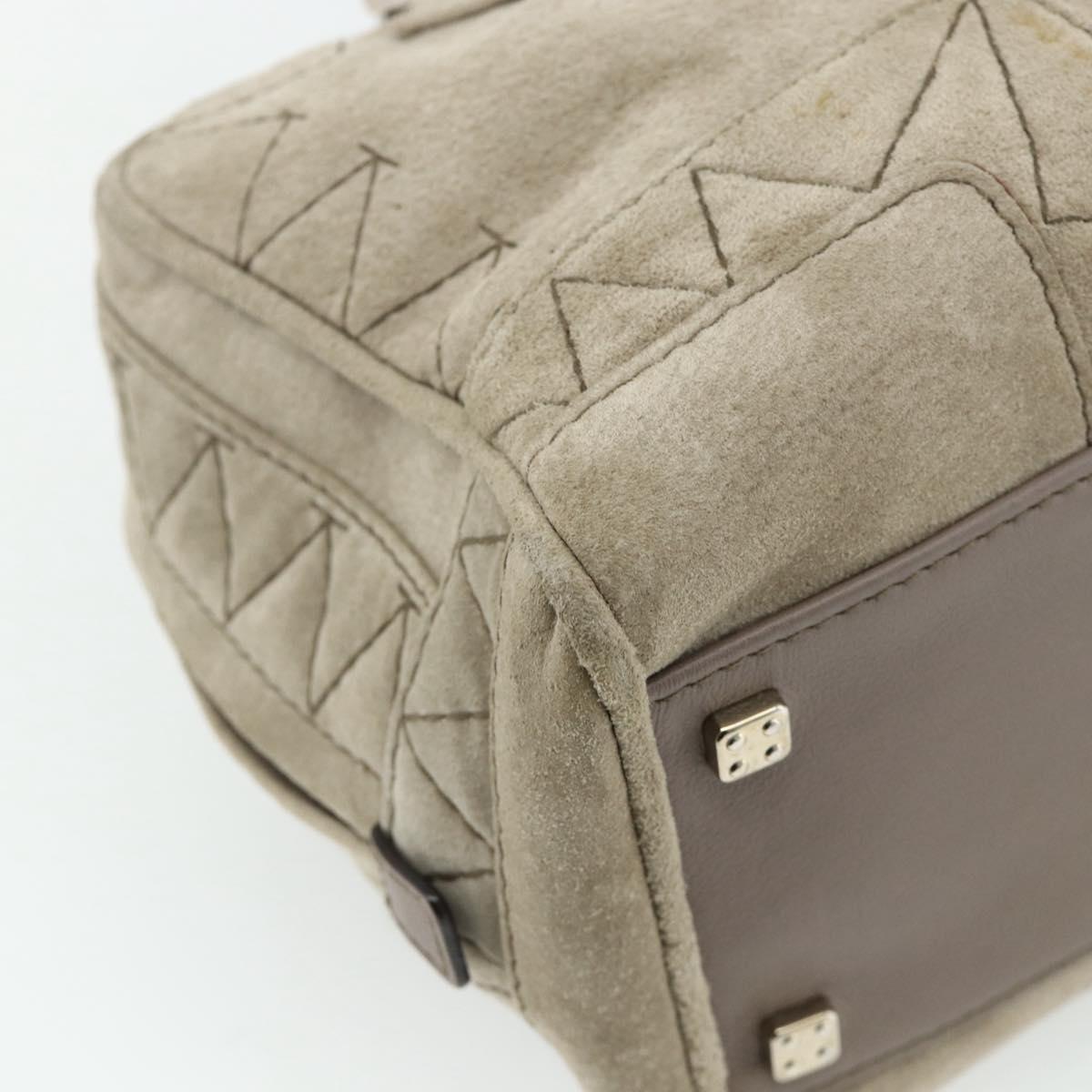 LOEWE Anagram Americana 28 Hand Bag Suede Beige Silver Auth ep14101A