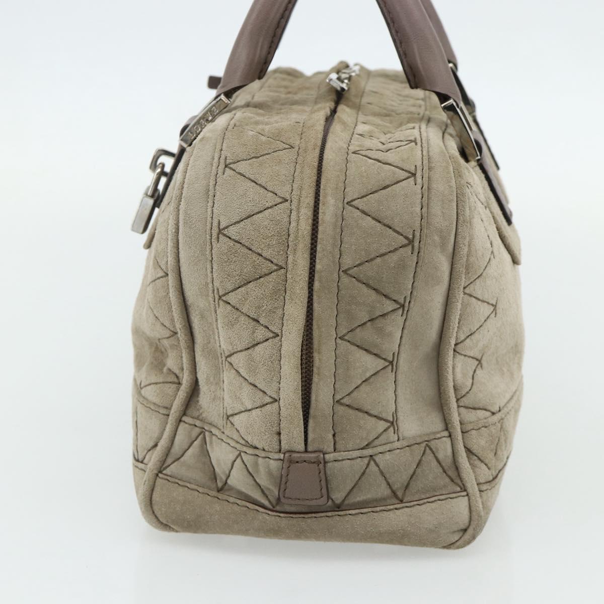 LOEWE Anagram Americana 28 Hand Bag Suede Beige Silver Auth ep14101A