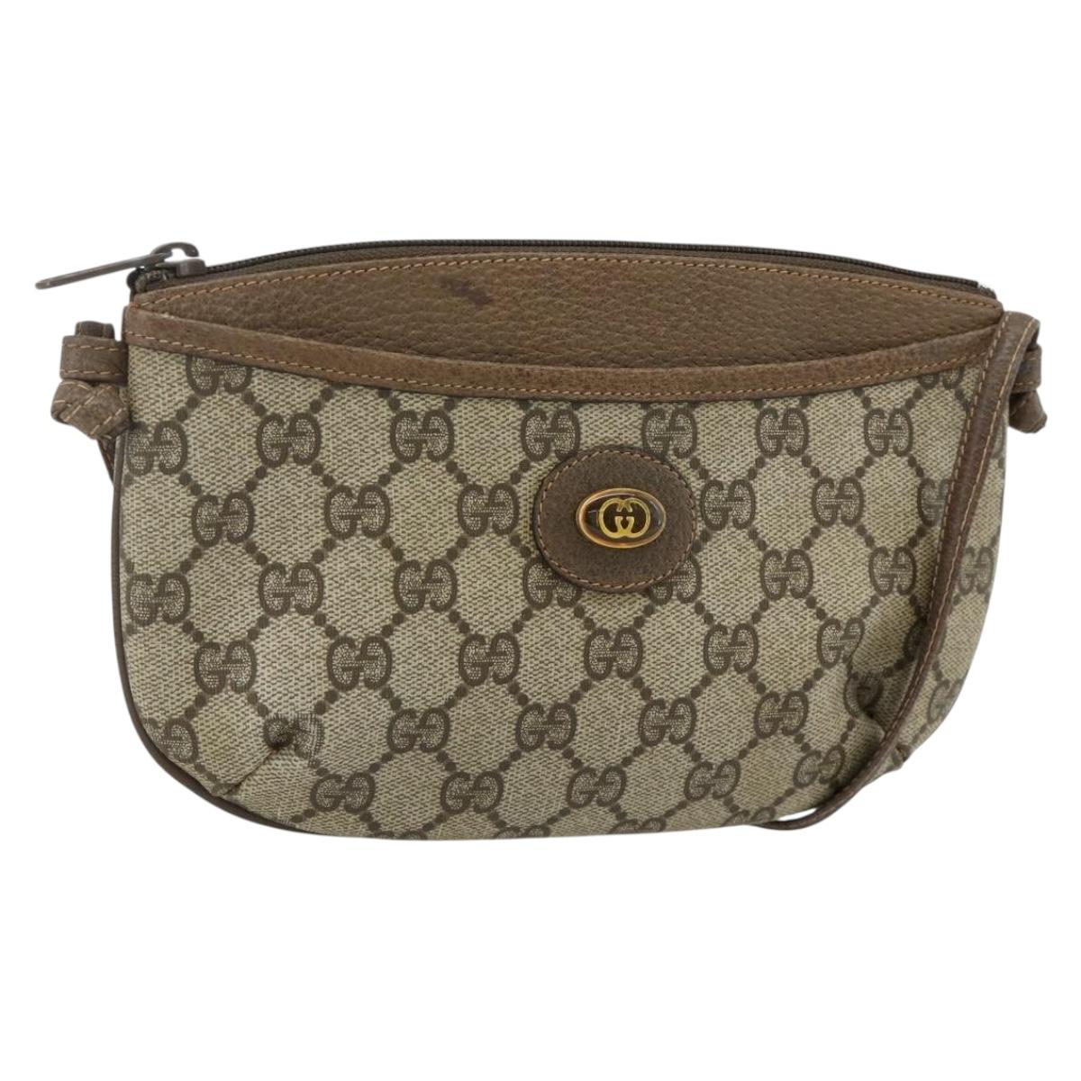 GUCCI GG Supreme Shoulder Bag PVC Beige Gold 904 02 020 Auth ep14105