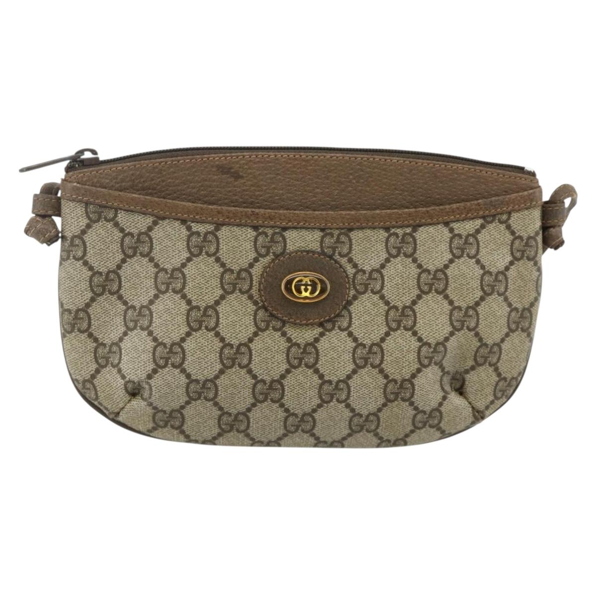 GUCCI GG Supreme Shoulder Bag PVC Beige Gold 904 02 020 Auth ep14105