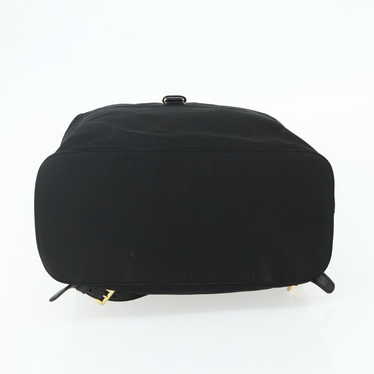 PRADA Chain Backpack Nylon Gold Black Auth ep14107A