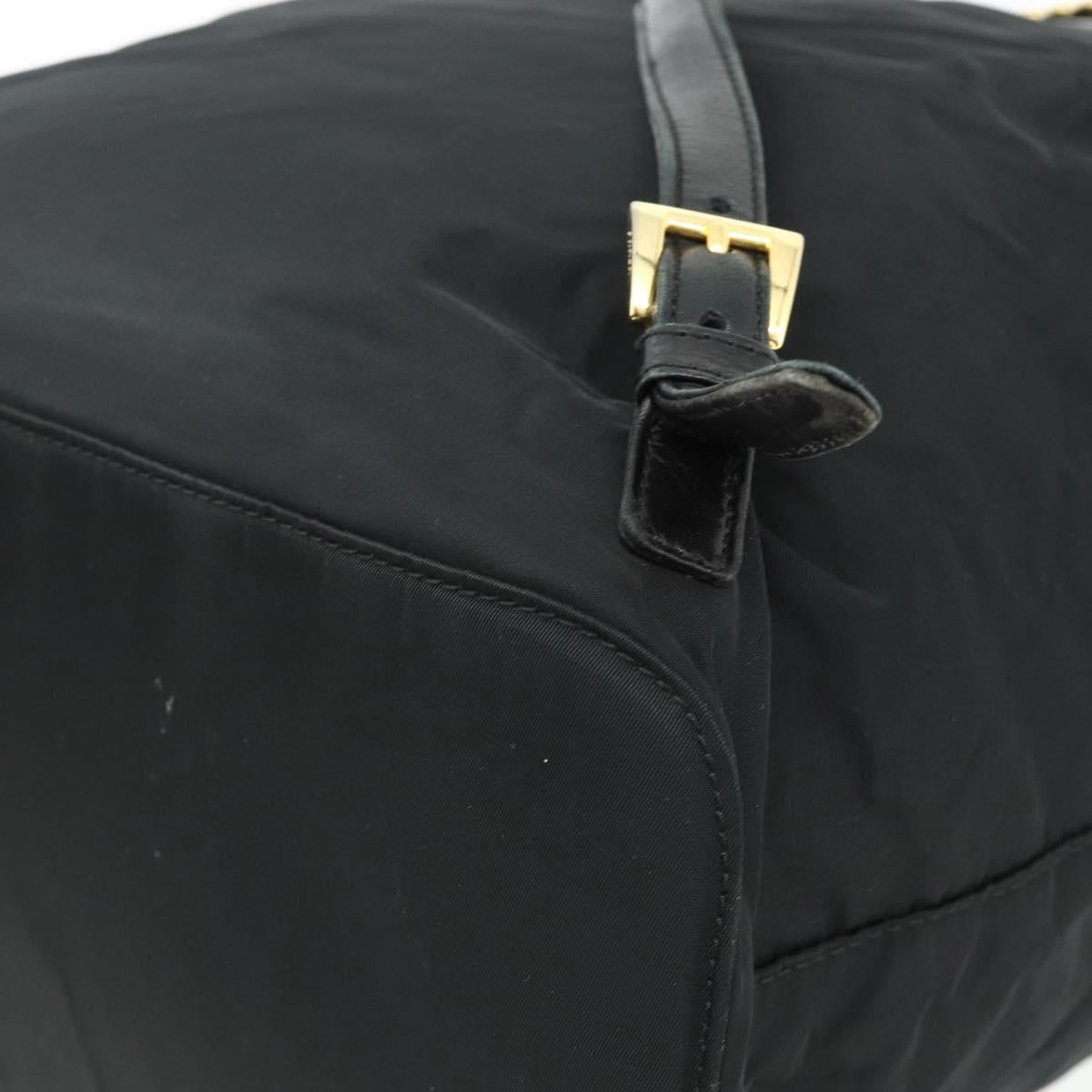 PRADA Chain Backpack Nylon Gold Black Auth ep14107A