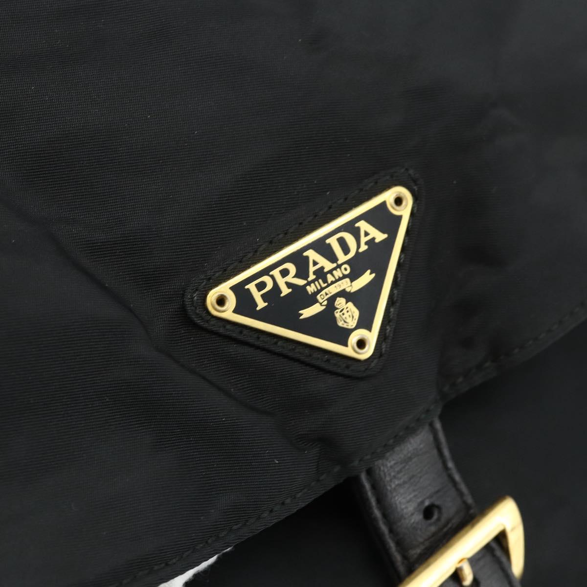 PRADA Chain Backpack Nylon Gold Black Auth ep14107A