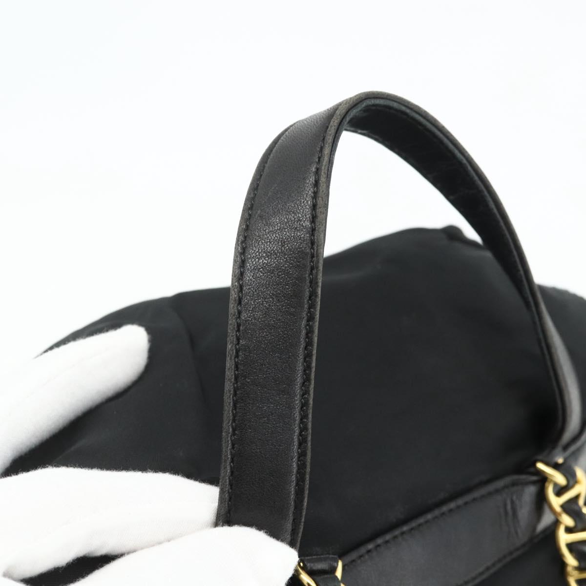 PRADA Chain Backpack Nylon Gold Black Auth ep14107A