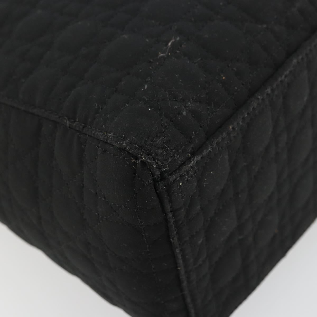 Christian Dior Canage Lady Dior Hand Bag Nylon Black Gold Auth ep14110