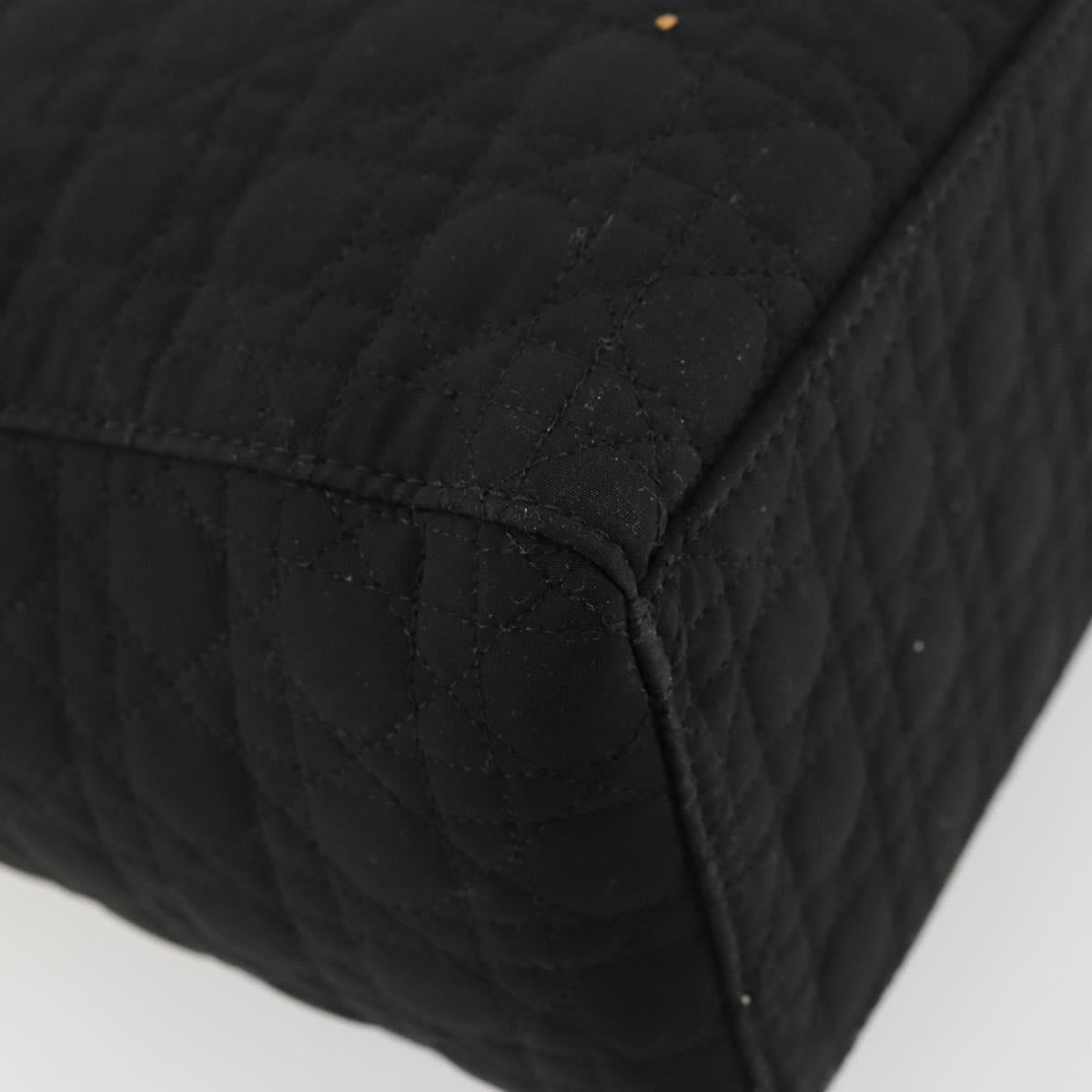 Christian Dior Canage Lady Dior Hand Bag Nylon Black Gold Auth ep14110