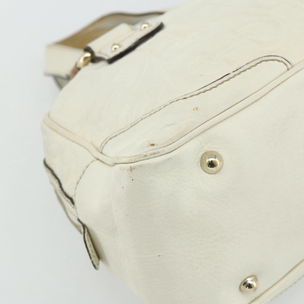 GUCCI Bamboo Boston Bag Leather White Gold 154376 Auth ep14116