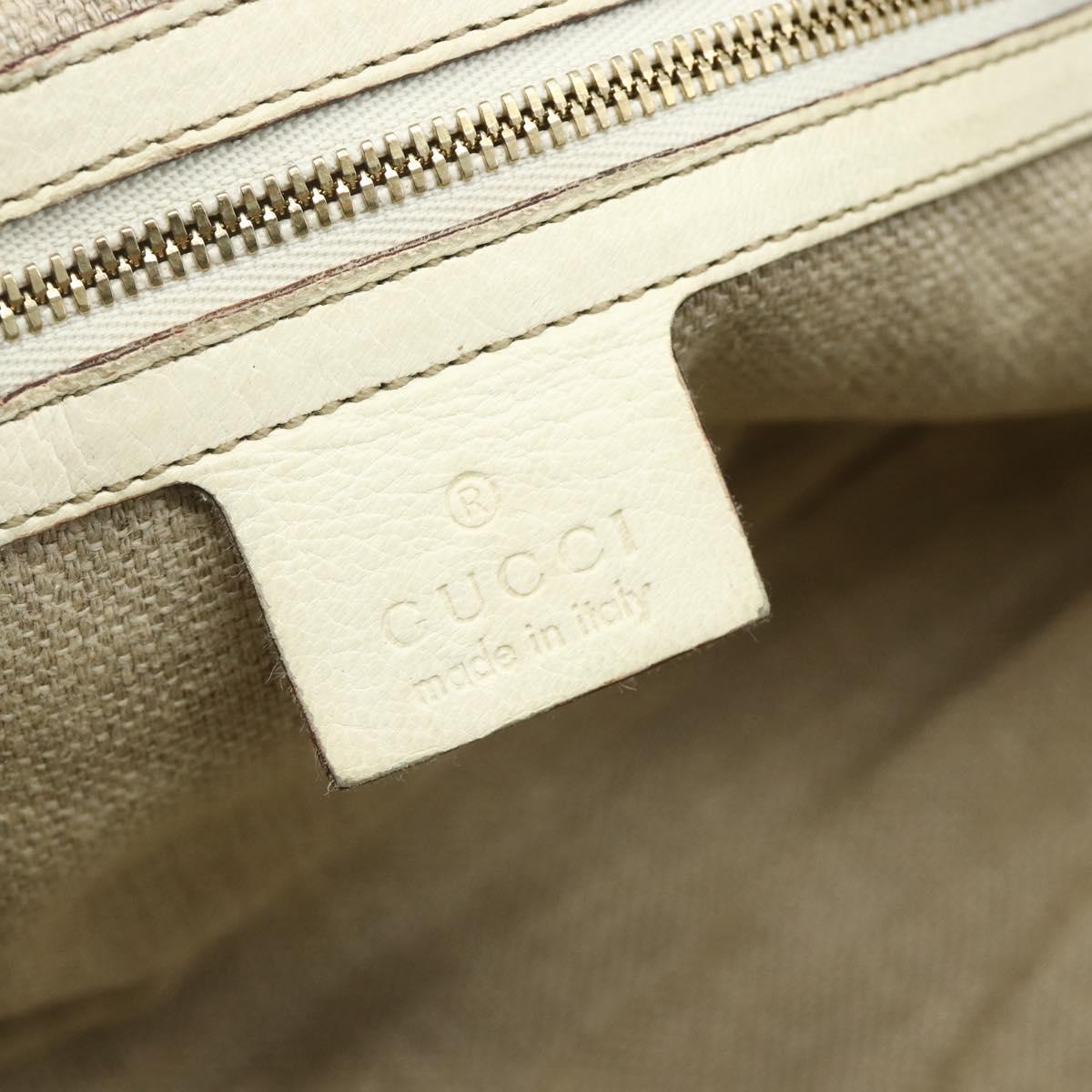 GUCCI Bamboo Boston Bag Leather White Gold 154376 Auth ep14116