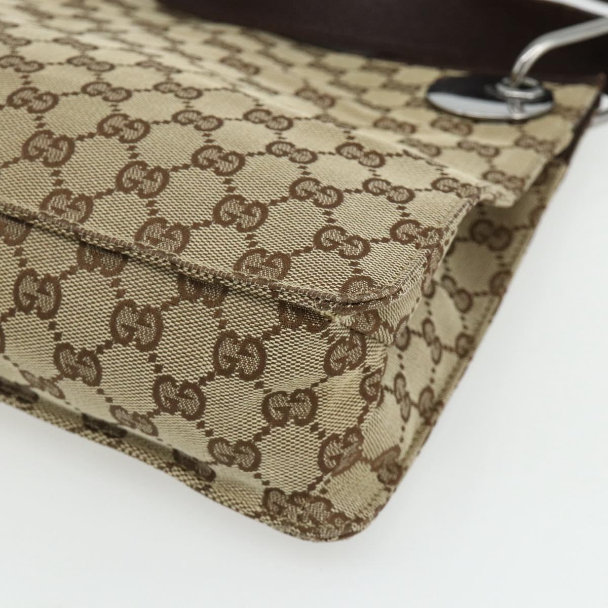 GUCCI GG Canvas Shoulder Bag Beige Silver 120841 Auth ep14120