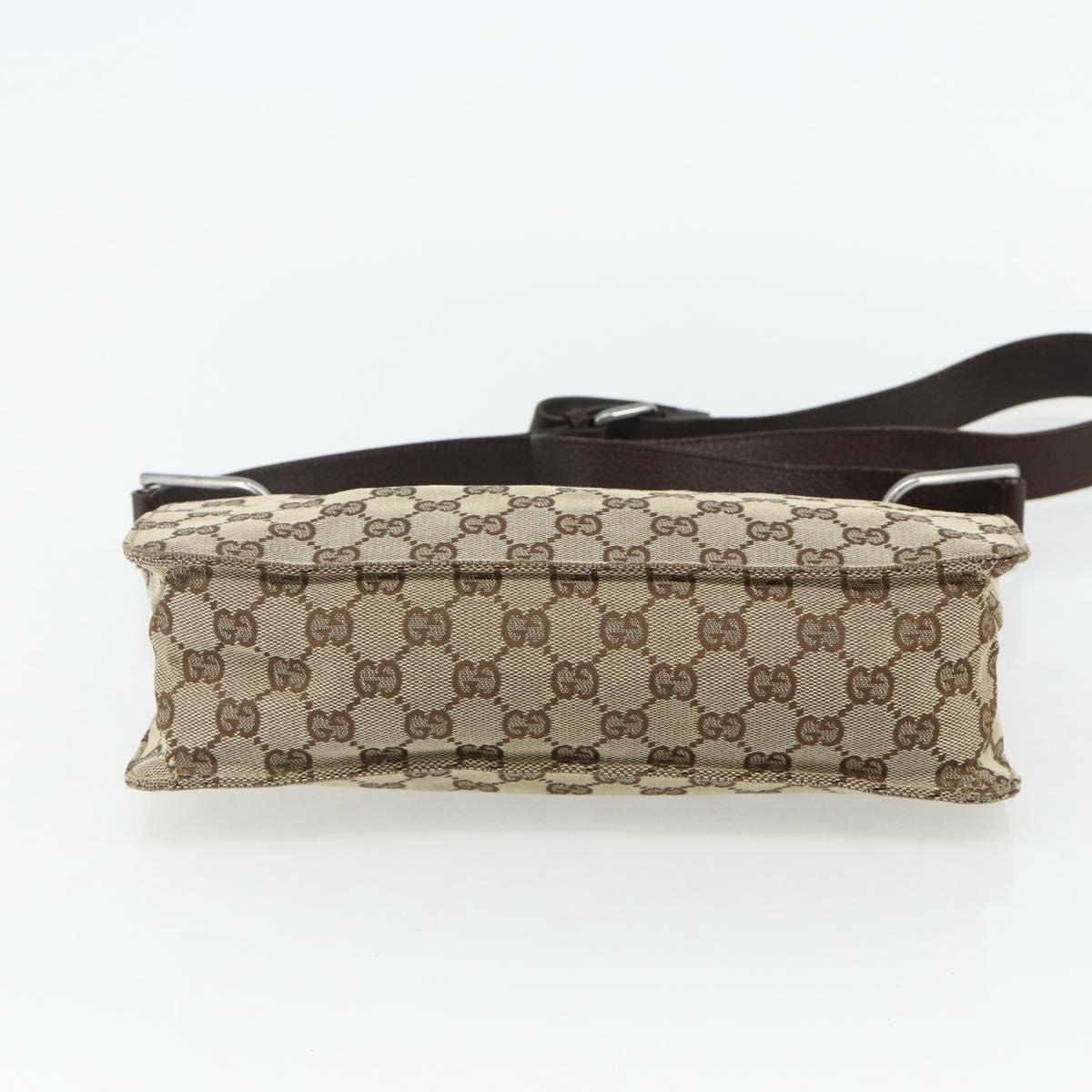 GUCCI GG Canvas Shoulder Bag Beige Silver 120841 Auth ep14120