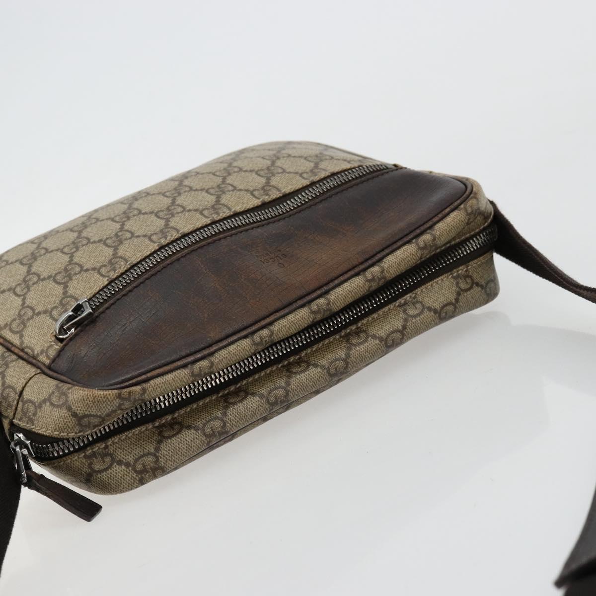 GUCCI GG Supreme Shoulder Bag PVC Beige Silver 114291 Auth ep14124