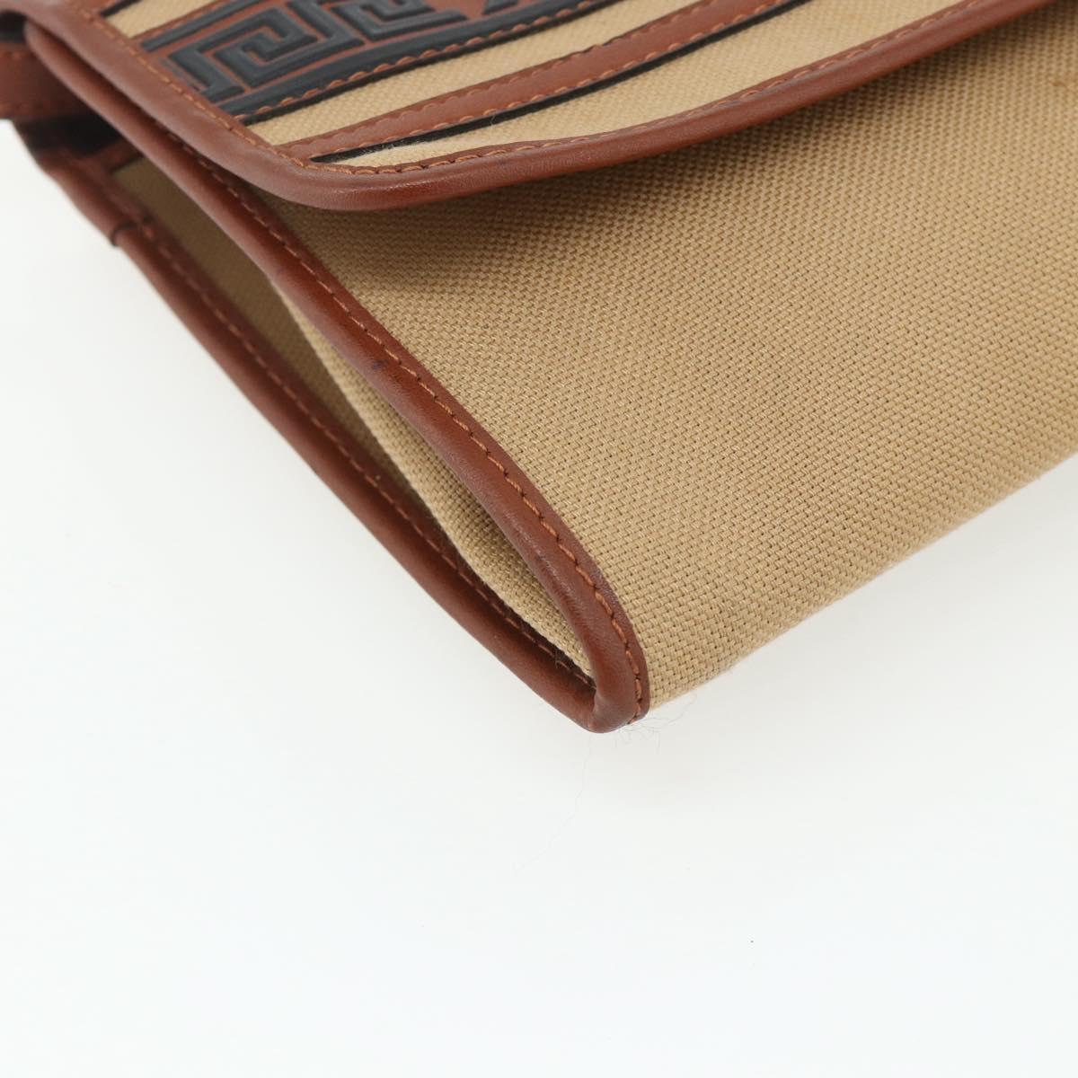 SAINT LAURENT Shoulder Bag Canvas Beige Gold Auth ep14127