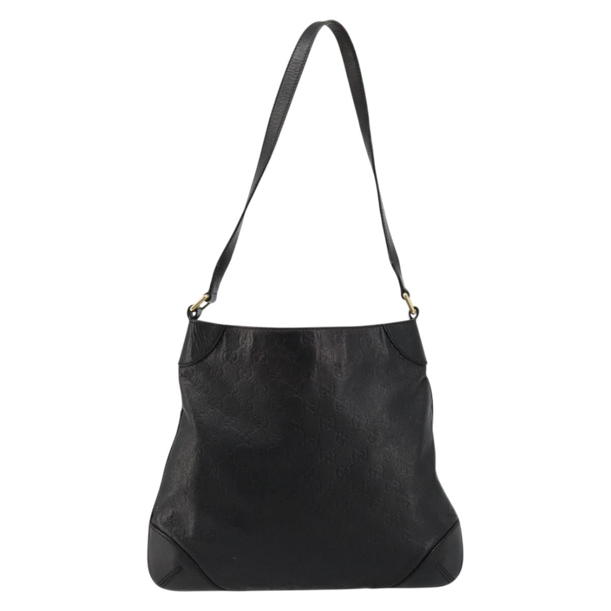 GUCCI GG Canvas Guccissima Bag Leather Outlet Black Gold 248272 Auth ep14133A