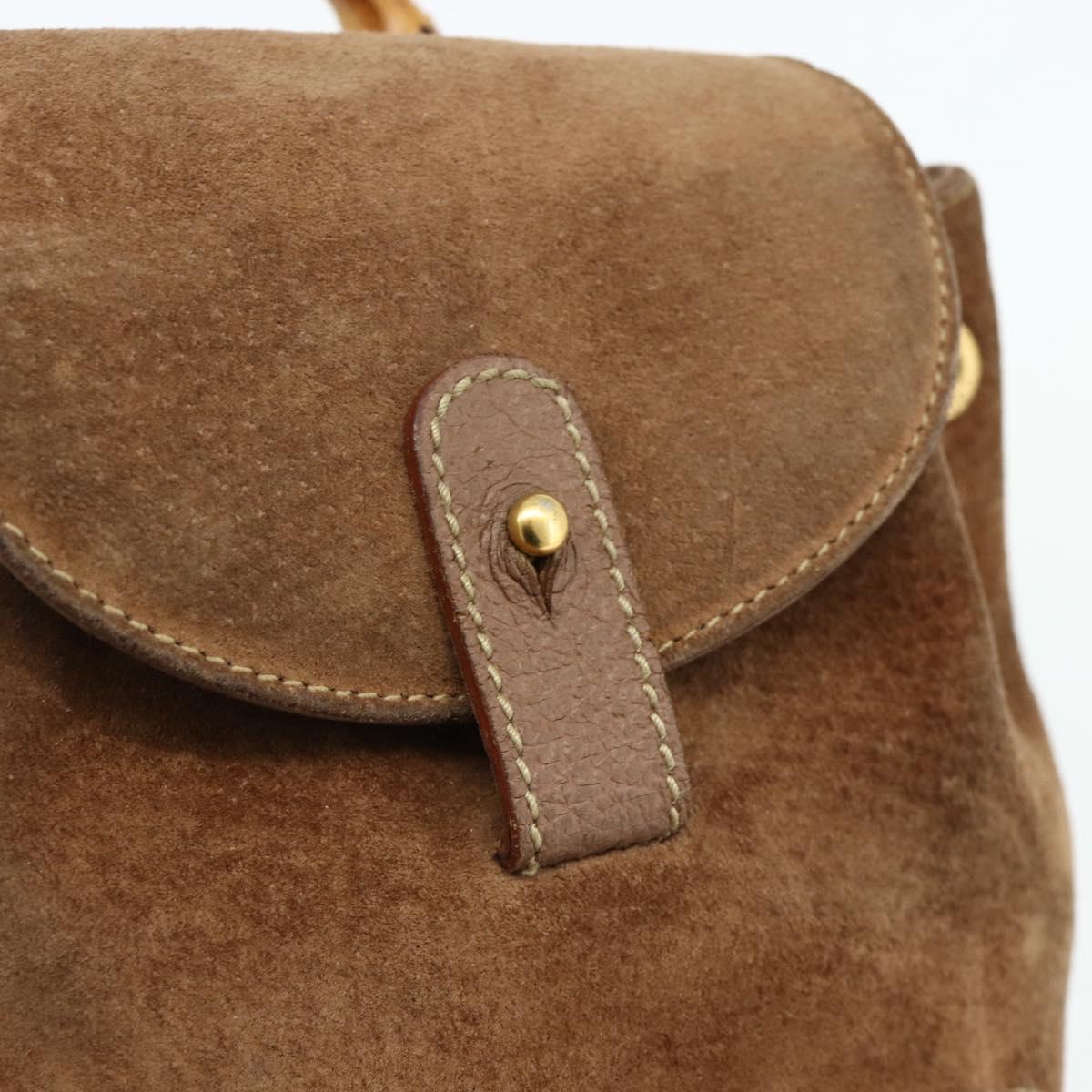 GUCCI Bamboo Backpack Suede Brown Gold 003 3444 0030 Auth ep14134