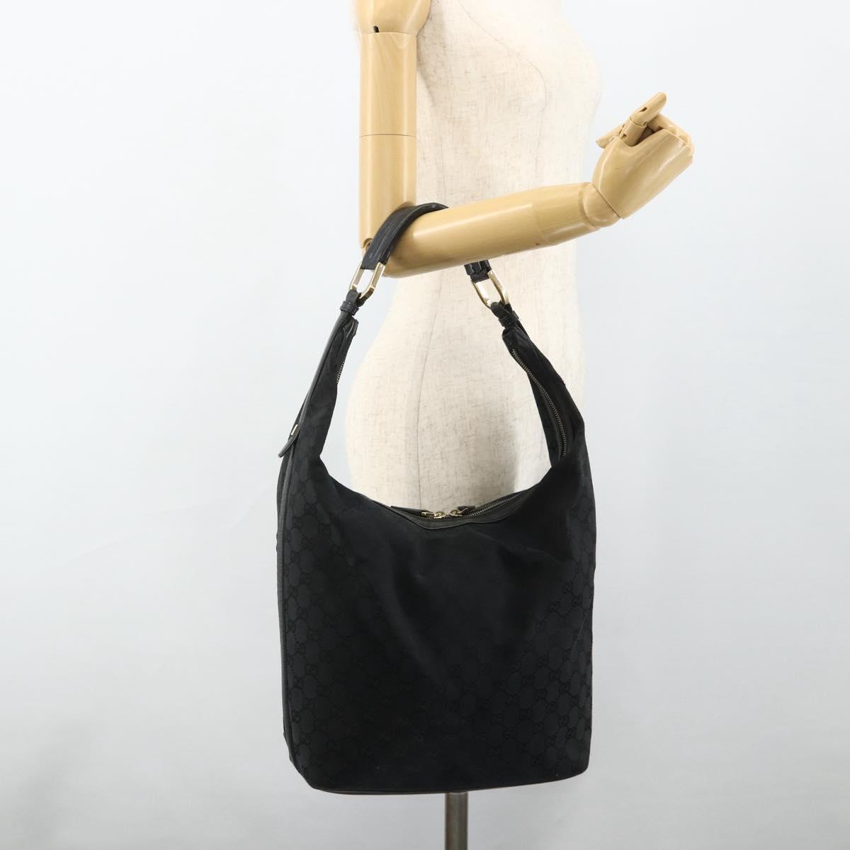 GUCCI GG Canvas Shoulder Bag Black Gold 001 4287 Auth ep14135
