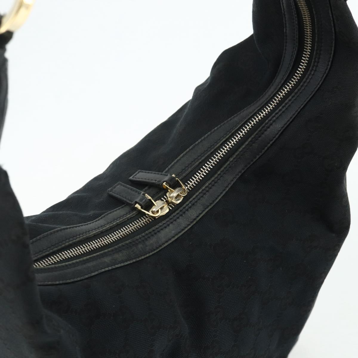 GUCCI GG Canvas Shoulder Bag Black Gold 001 4287 Auth ep14135